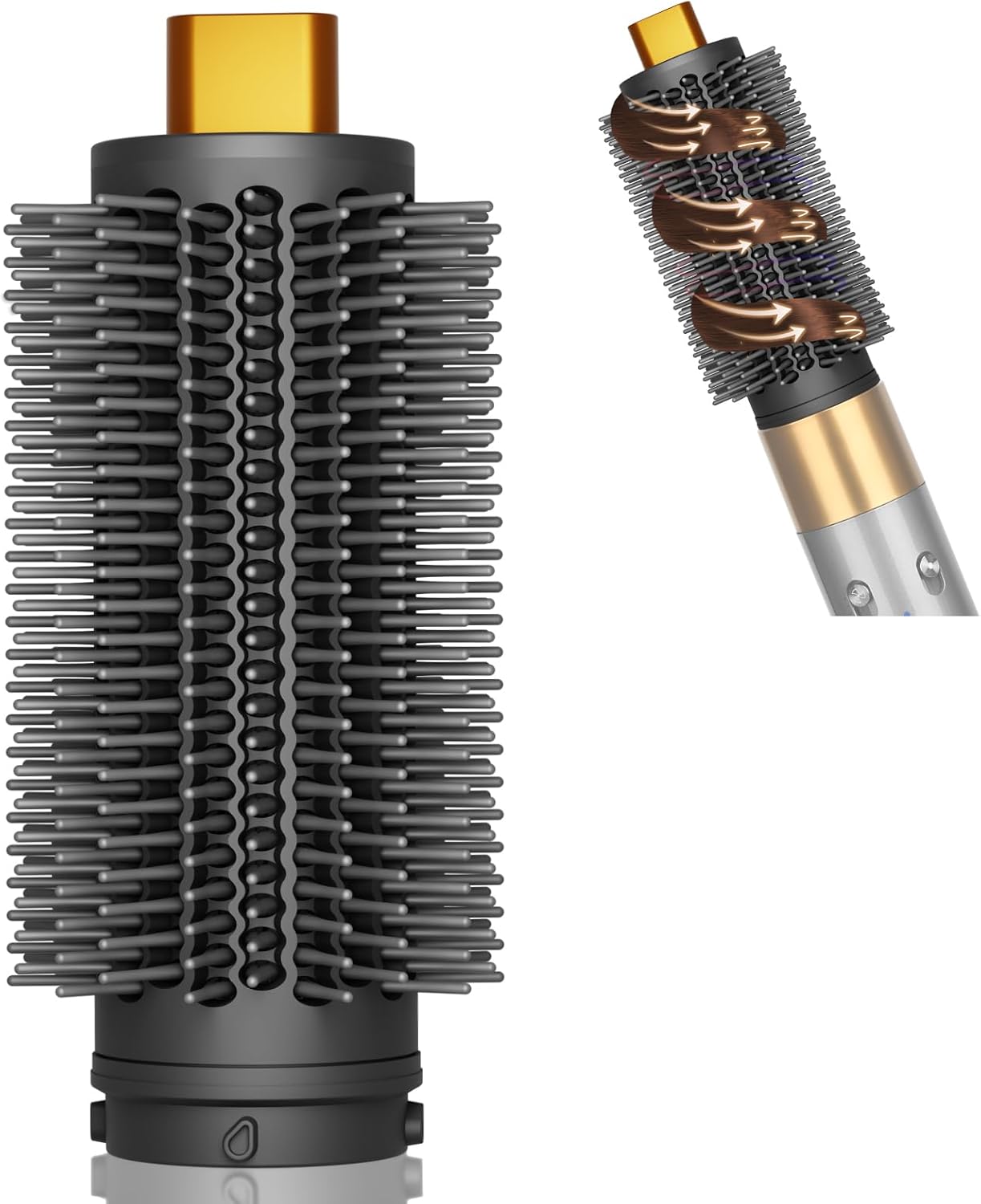 Upgraded Round Brush Attachment for Dyson Airwrap Round Volumizing Brush for Air wrap HS01 HS05 HS08 Accessories for Straight, Wavy, Curly, Coily Hair, Gold Upgraded Round Brush Attachment for Dyson Airwrap Round Volumizing Brush for Air wrap HS01 HS05 HS08 Accessories for Straight, Wavy, Curly, Coily Hair, Gold