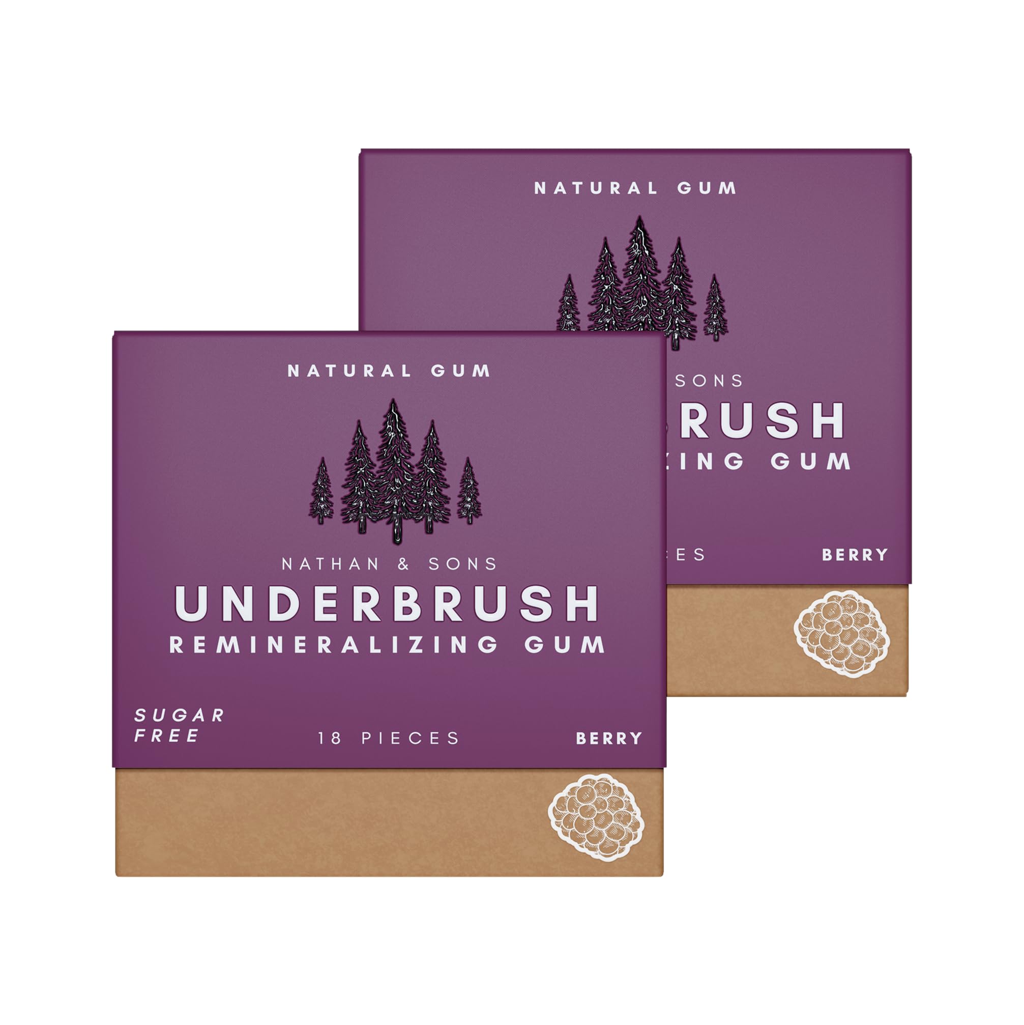 Underbrush Berry Remineralizing Gum, Sugar Free Xylitol, 2 Pack