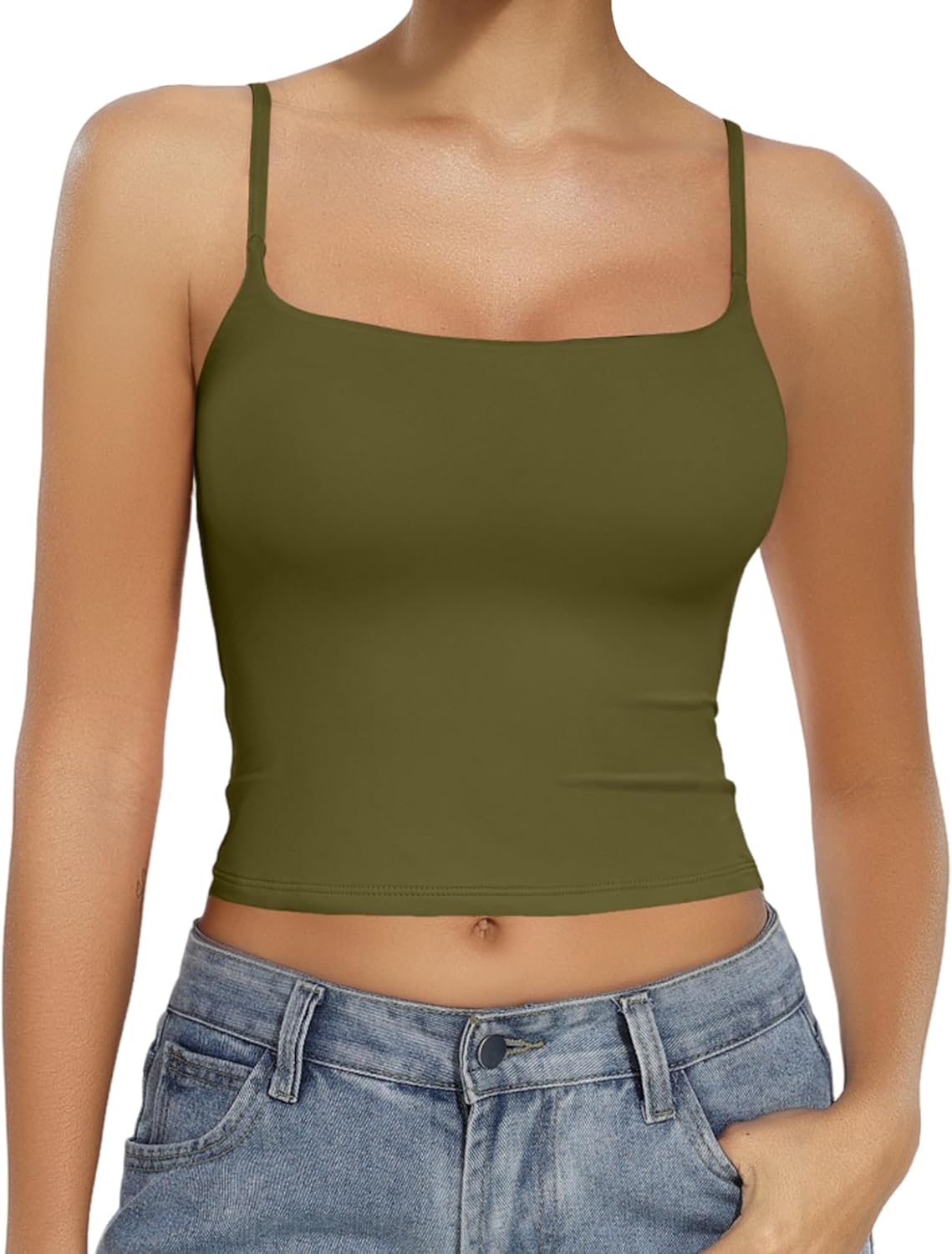 Avidlove Camisole Tank Tops for Women Square Neck Spaghetti Straps Double Lined Y2K Going Out Cami Top