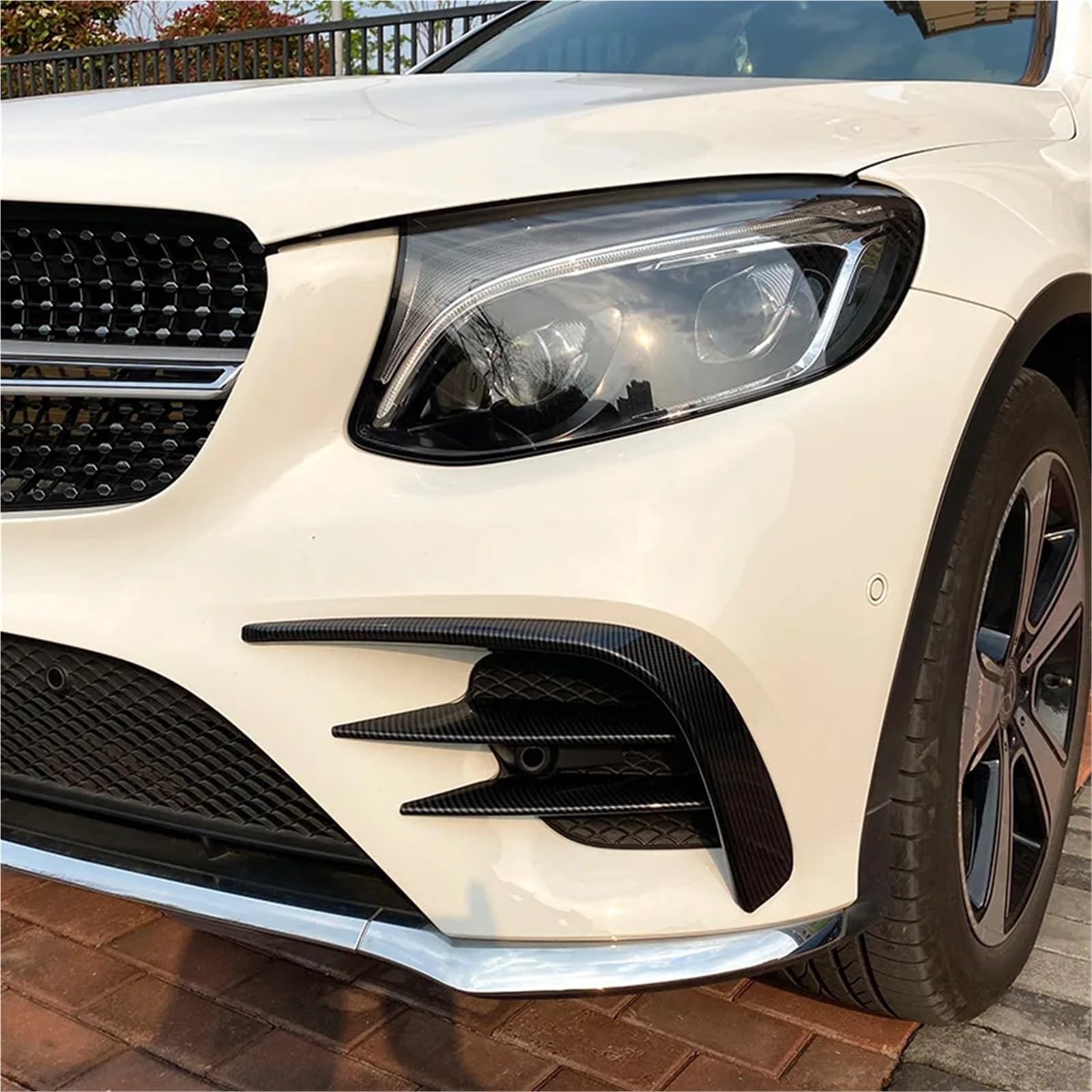 Przedni zderzak, splitter, pasuje do Mercedesa, pasuje do Benz, pasuje do klasy GLC, GLC260, GLC300, GLC43, pasuje do AMG X253 2016-2019 spoiler samochód warga ochronna(4PCS Glossy Black)