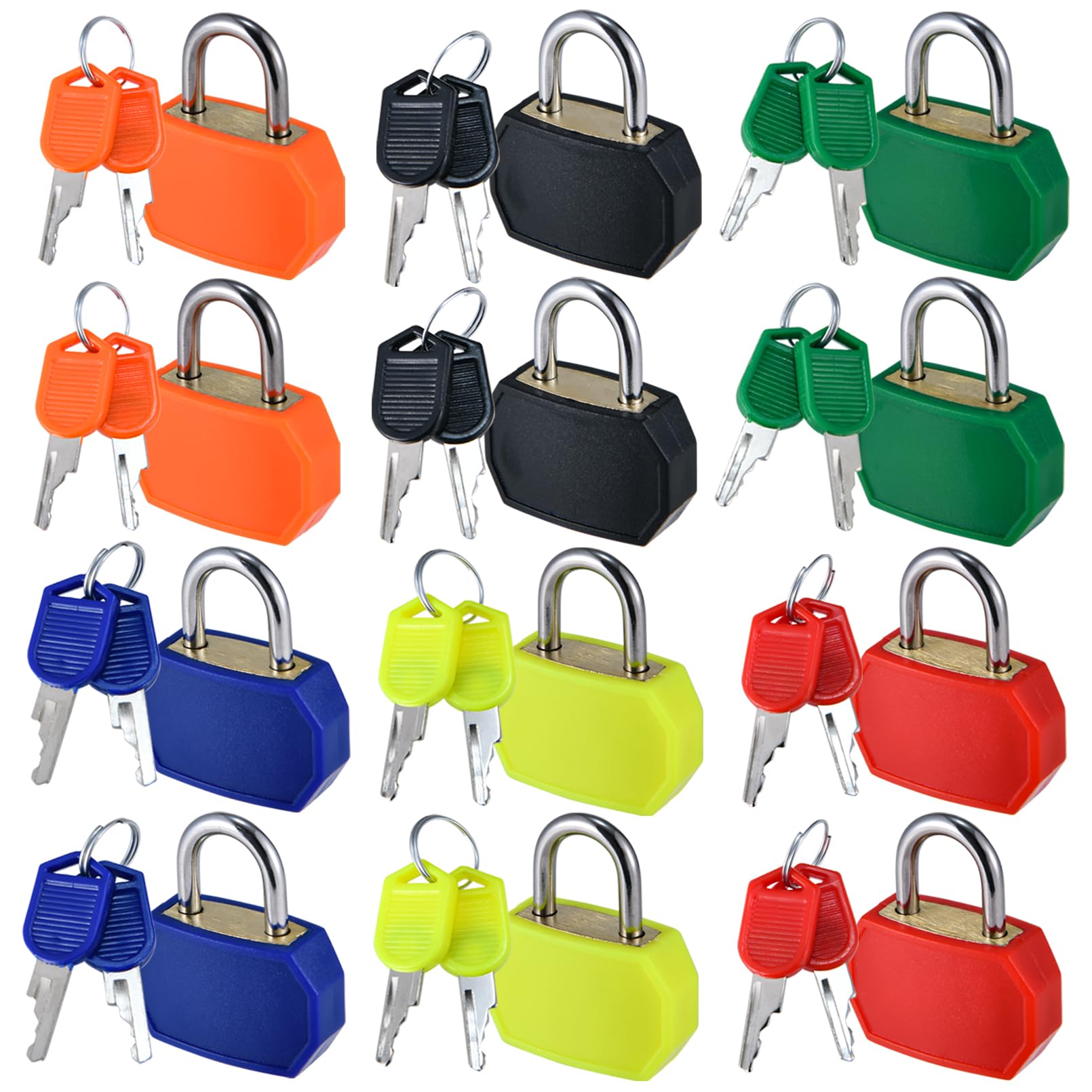 smilixin 12 PCS Suitcase Locks with Keys,Small Luggage Padlocks Metal Padlock with Key,Multicolor Lock Luggage Locks Mini Keyed Padlock for Backpack