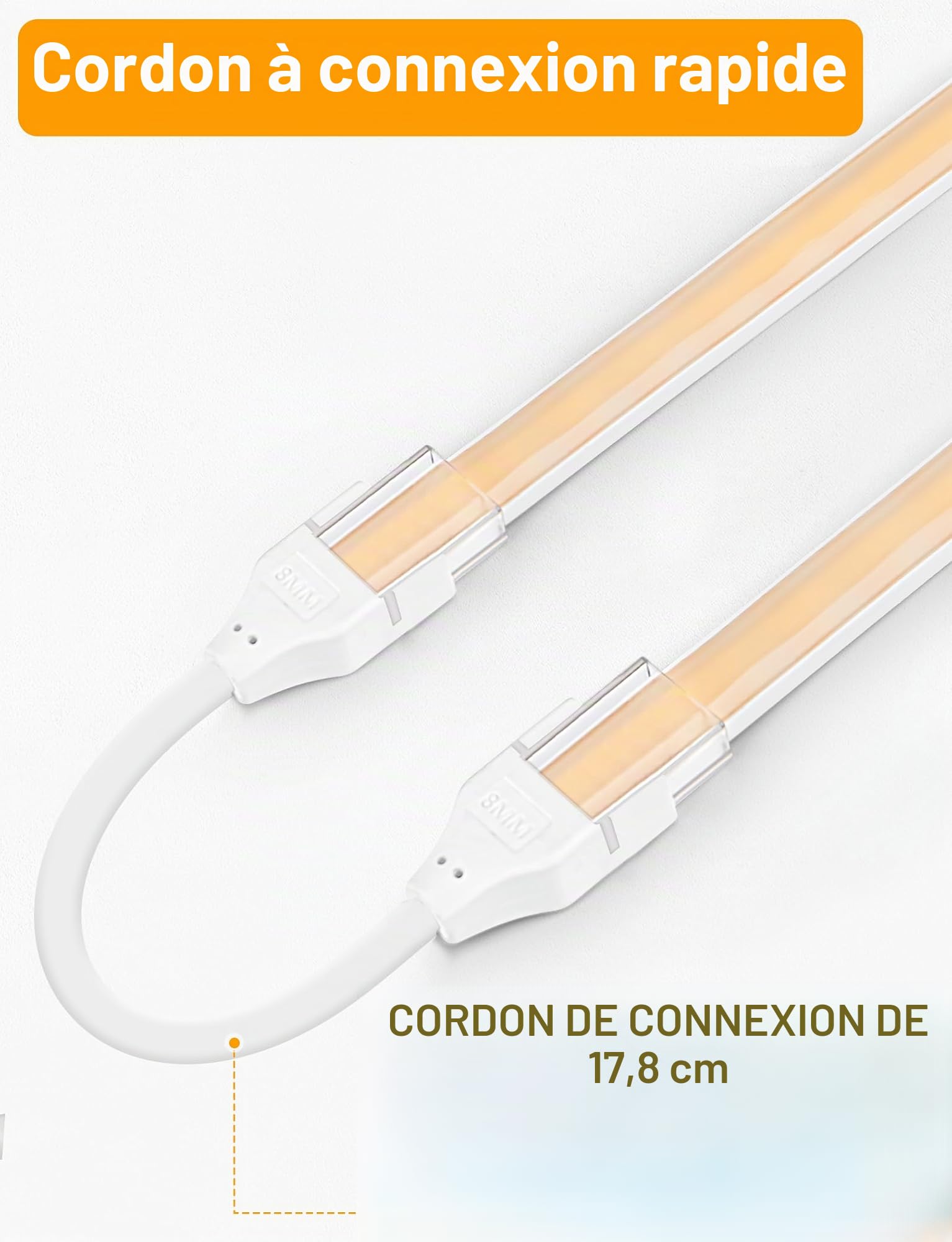Lamomo Bandeau LED COB 10M, Blanc chaud Ruban Led avec Télécommande, IP65 étanche, Flexible, 3000K, Largeur 10mm, Dimmable, Silicone, Découpable, 24V Néon Strip pour Cuisine, Chambre, CRI 90