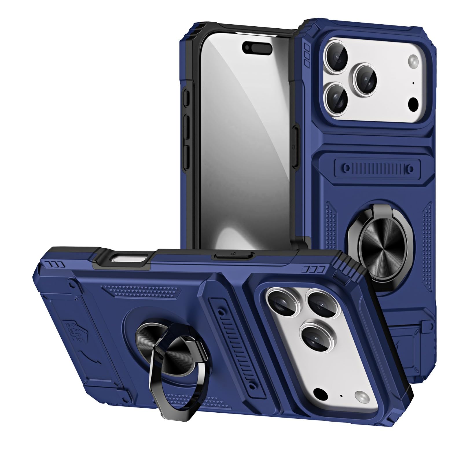 Coque iPhone 17 Pro silicone bleu : ne perdez plus vos cartes grâce au support - 8