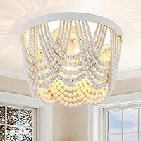 Vista 11 de VILUXY Candelabro bohemio con cuentas de madera de granja, lámpara colgante de cuentas de madera, Chandeleir colgante de 3 luces, candelabro rústico