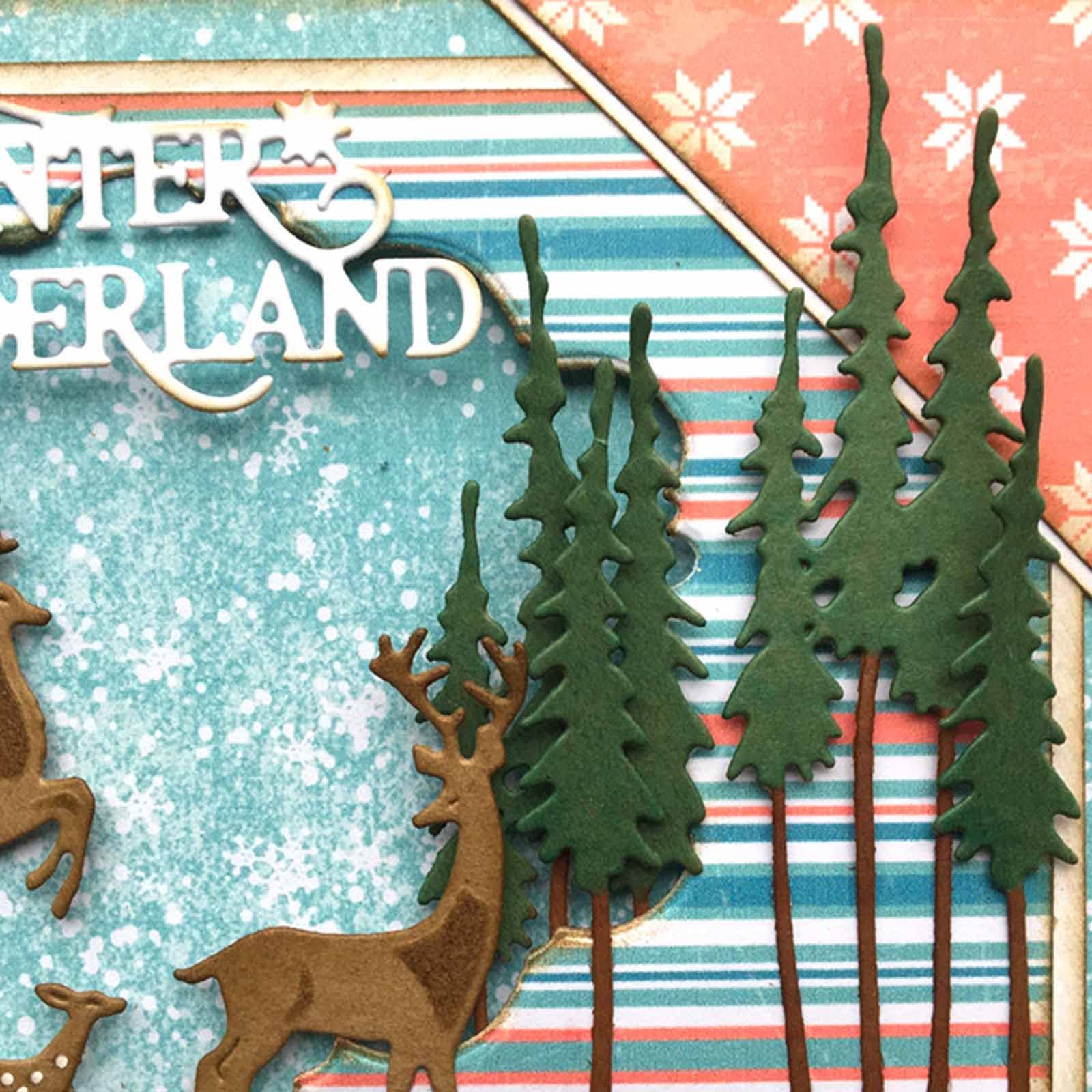 3 Stück Weihnachts-Stanzschablonen Aus Metall – Hirsch, Weihnachtsbaum, Weihnachtsfrucht, Für Karten & Basteln