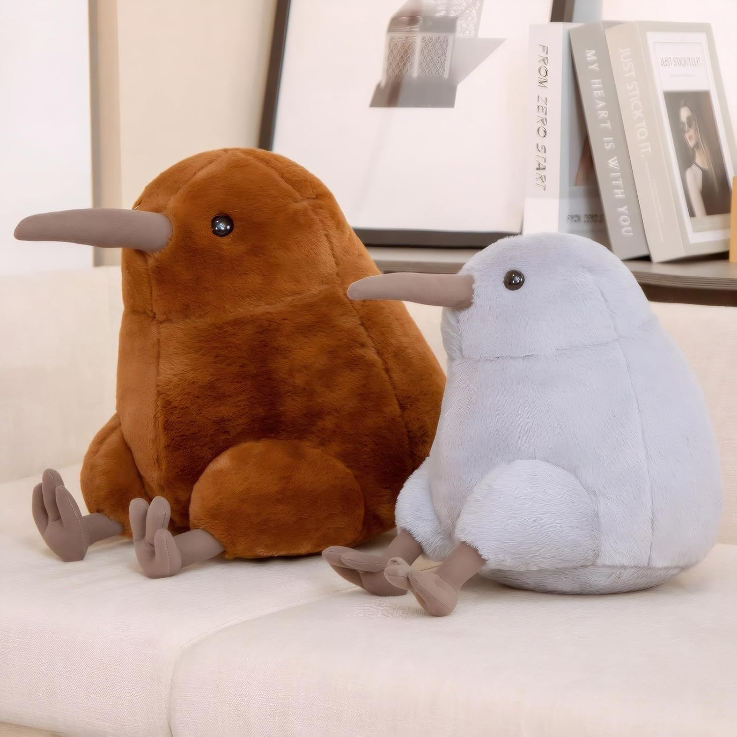 Kiwi Bird Stuffed Animal Realistic Giant Kiwi Bird Plush Toy Lifelike Furry Plushie Pillow Cute Fluffy Huge Jumbo Stuffies Hugging Plushies Pillow Birthday Gift for Kids Boys Girls, 16.5inches