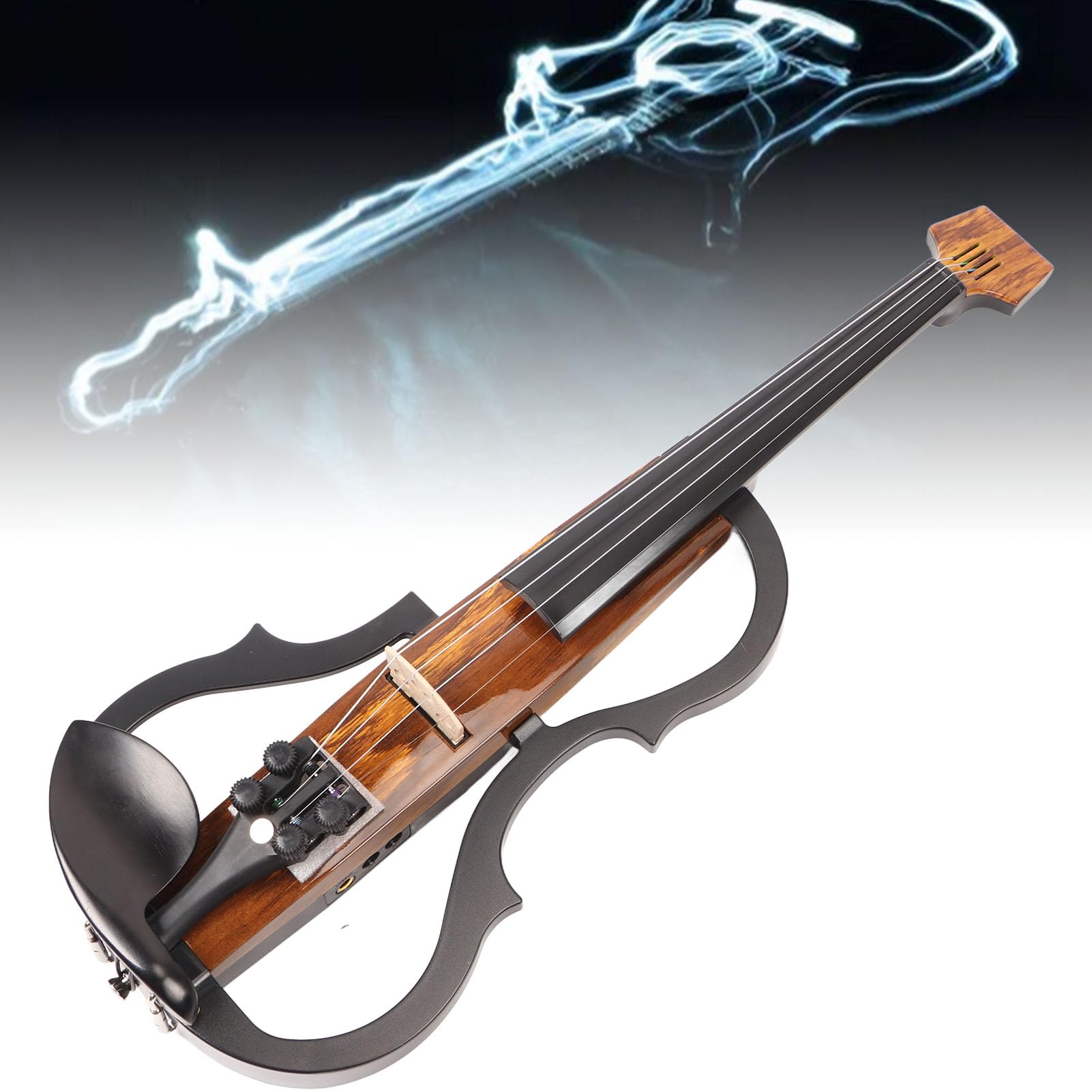 Focket Violino Elettrico, Violino Silenzioso con Tono Regolabile, Silenzioso 4/4 a Grandezza Naturale con Poggiaspalla per Cuffie per Adulti Principianti