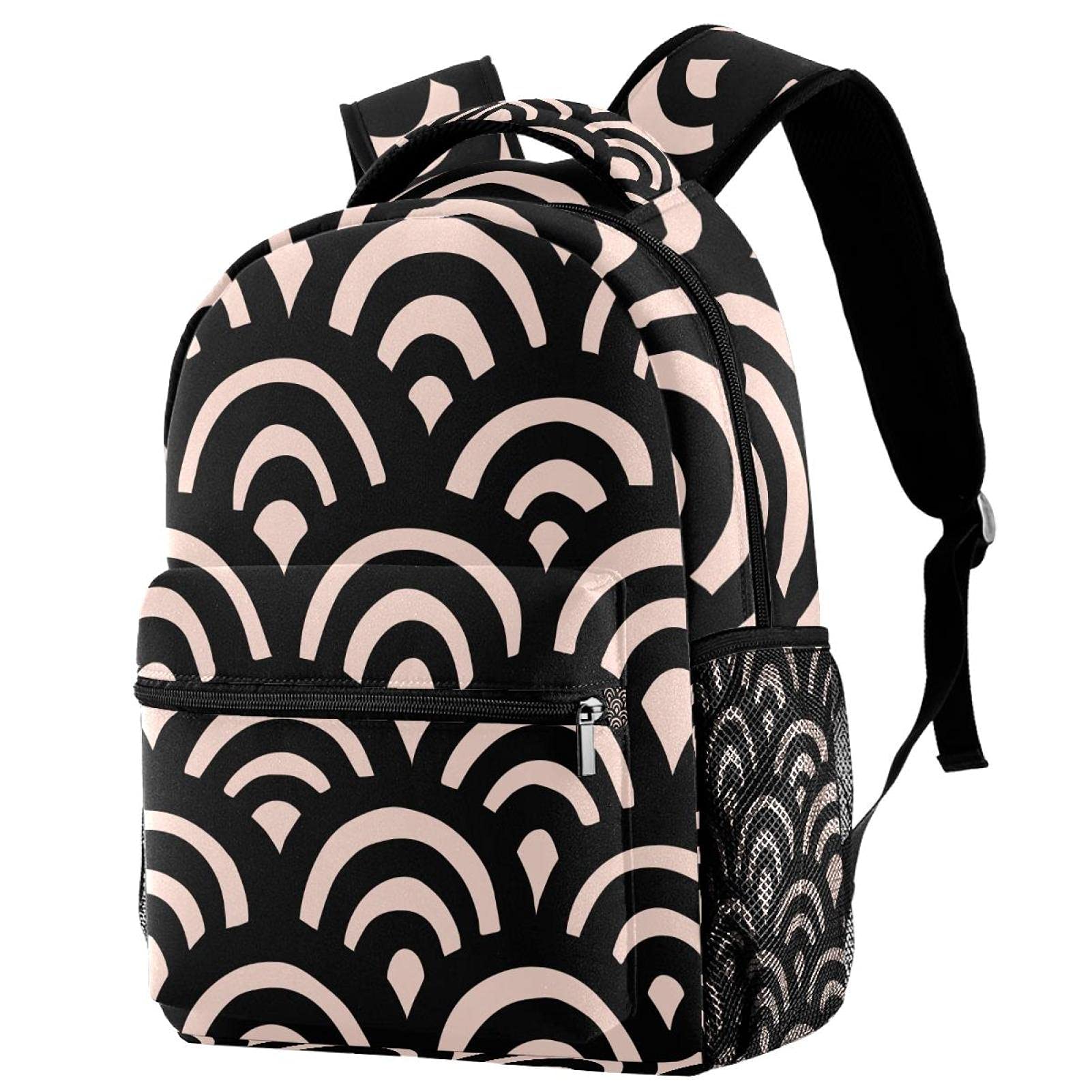 Sac à dos campus géométrique noir spacieux pour filles et garçons actifs - 7