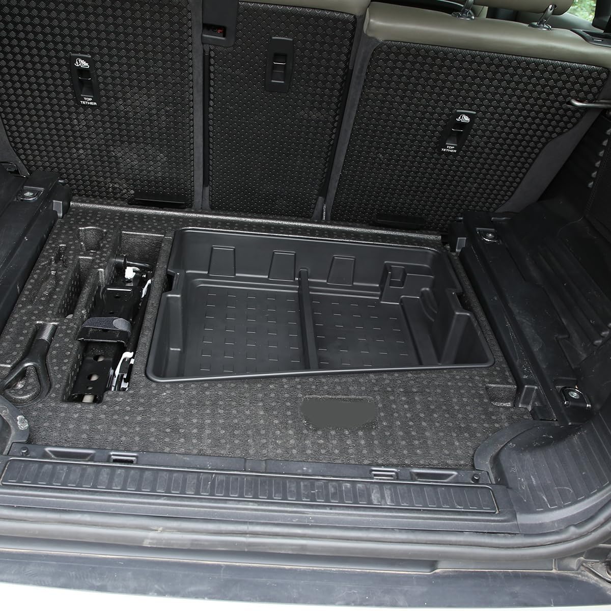 Trunk Organizer Compatible with 2020 2021 2022 2023 L@nd Rover Defender 110, Rear Trunk Cargo Storage Box Insert Organizer Tray ABS Material