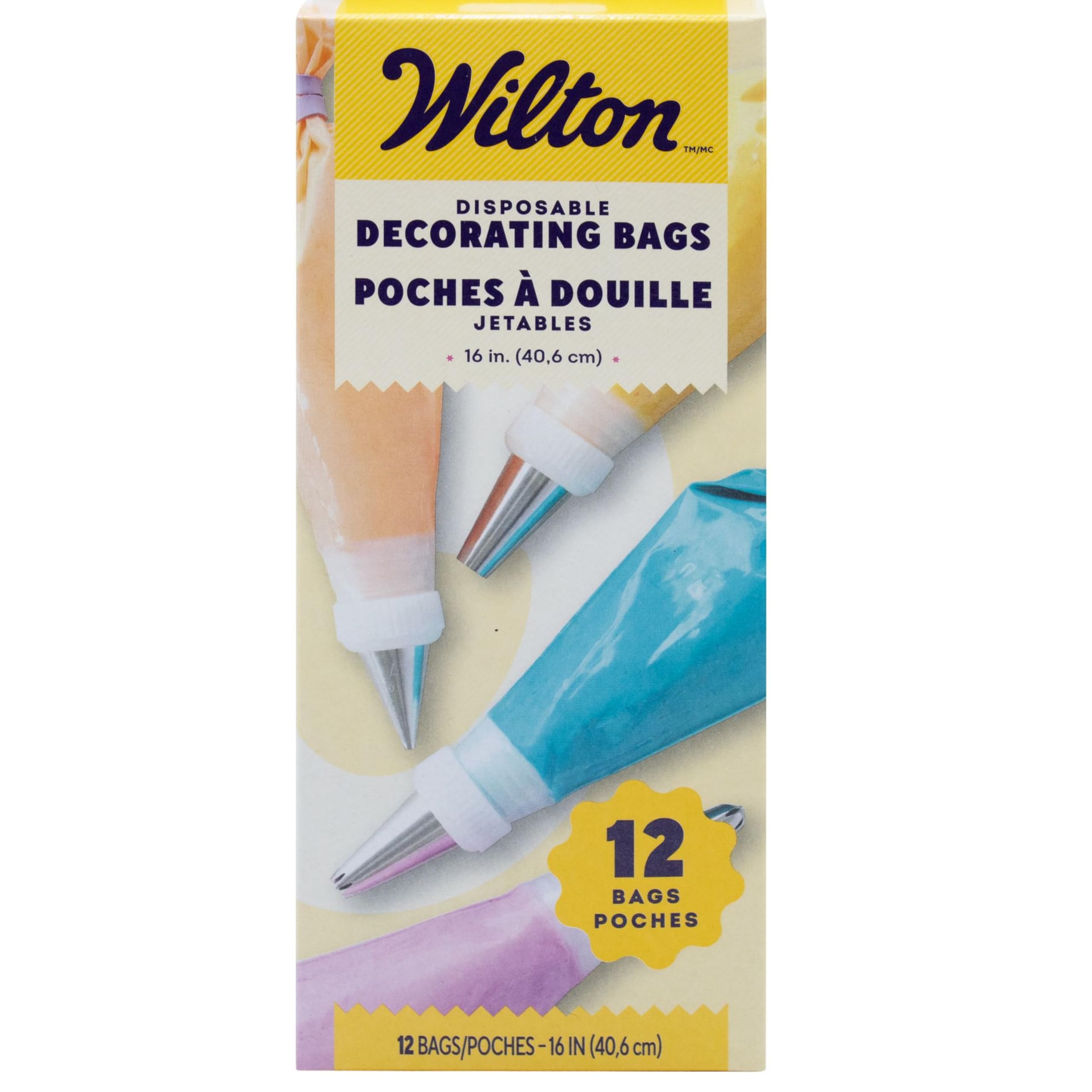 WiltonDisposable Piping Decorating Icing Bags, 40.6cm (16in), pack of 12