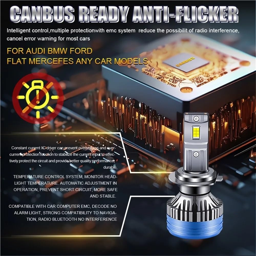 Faro LED H7 H4 H11 de 2300 W, alta potencia, CANbus H1 H8 9005 HB3 9006 HB4 9012 HIR2 H13 880 H16, lámpara turbo de 6000 K, luz for coche de 12 V(H4/9003/HB2 Hi/Lo)
