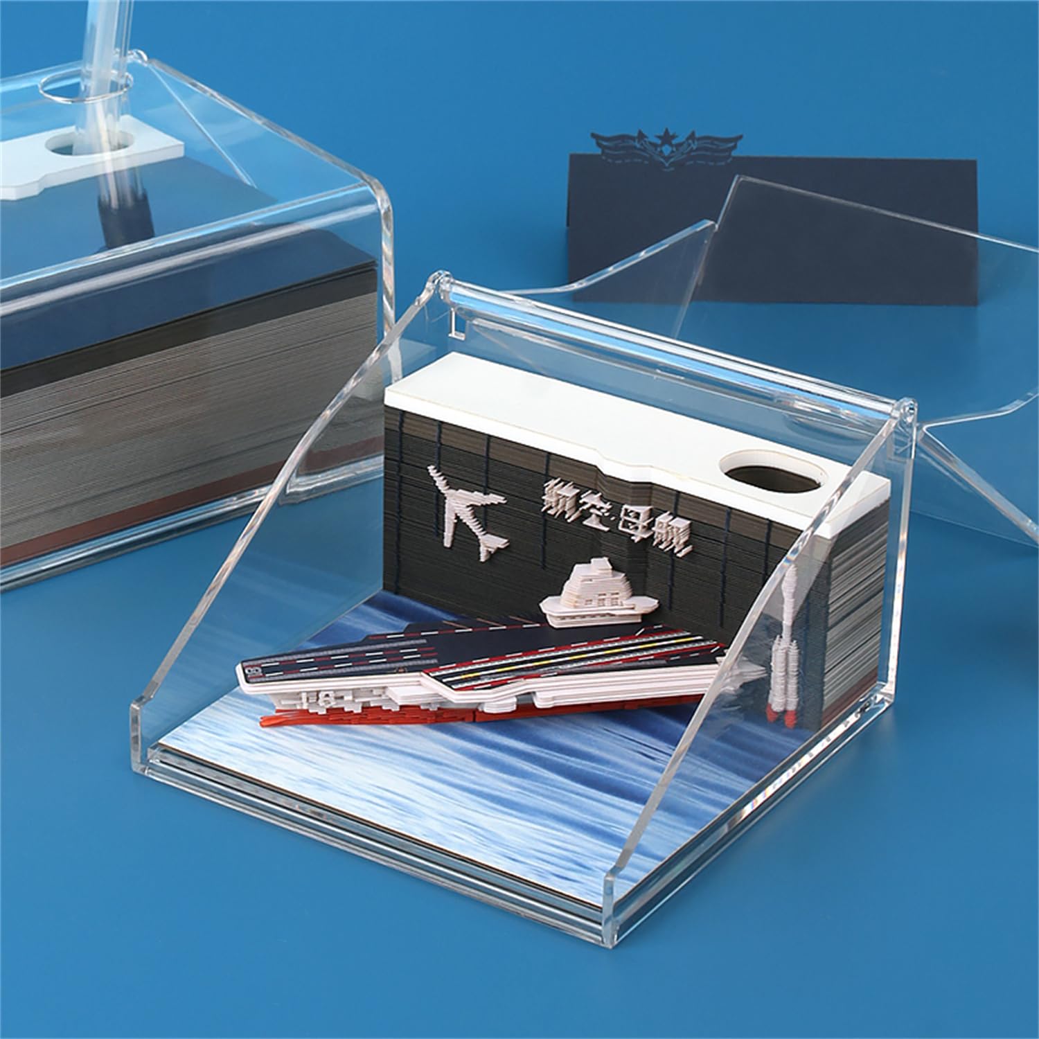 Selbstklebende Notizzettel, 3D-Haftnotizen, Flugzeugträger-Notizblöcke, 196 Blatt, Notizblöcke, Kunst-3D-Notizblock, 3D-Notizblock for Kinder/Liebhaber/Freunde/Frau/Studentengeschenke (Flugzeugträger)
