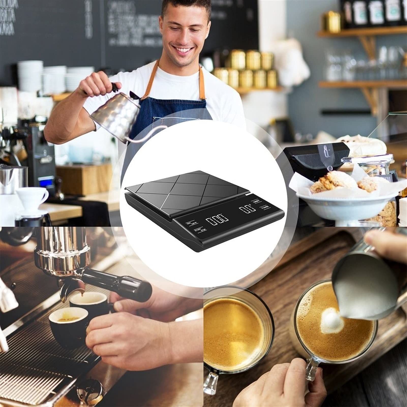 Bilancia Digitale da Cucina Bilancia da cucina elettronica da cucina digitale da 3 kg Bilancia da cucina con timer per la birra manuale versare sopra la gocciolamento del caffè o il caffè espresso Bil
