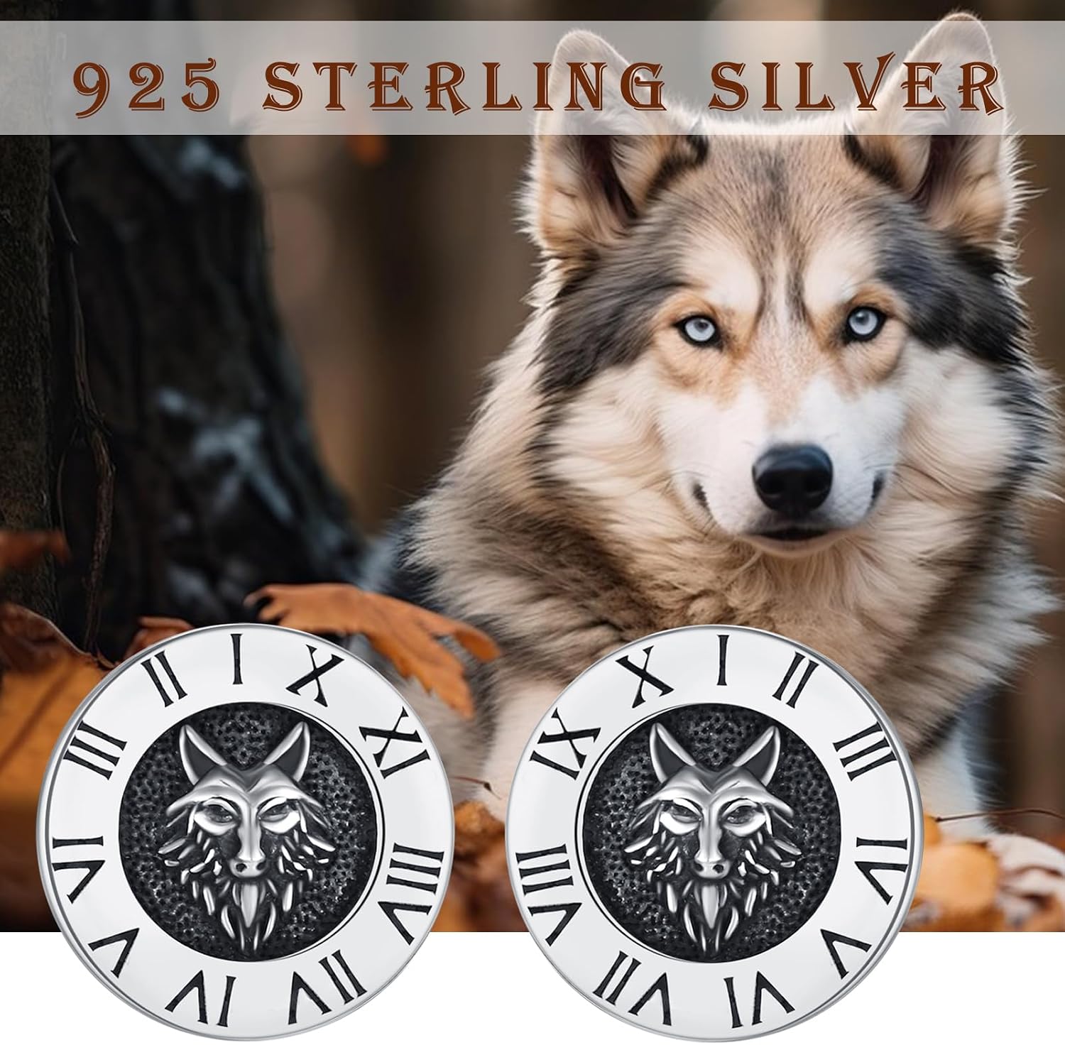 TRISHULA Viking Celtic Knot Earrings 925 Sterling Silver Wolf Head Trinity Stud Earrings Viking Irish Hypoallergenic Celtic Knot Jewelry for Men Birthday Christmas Gifts