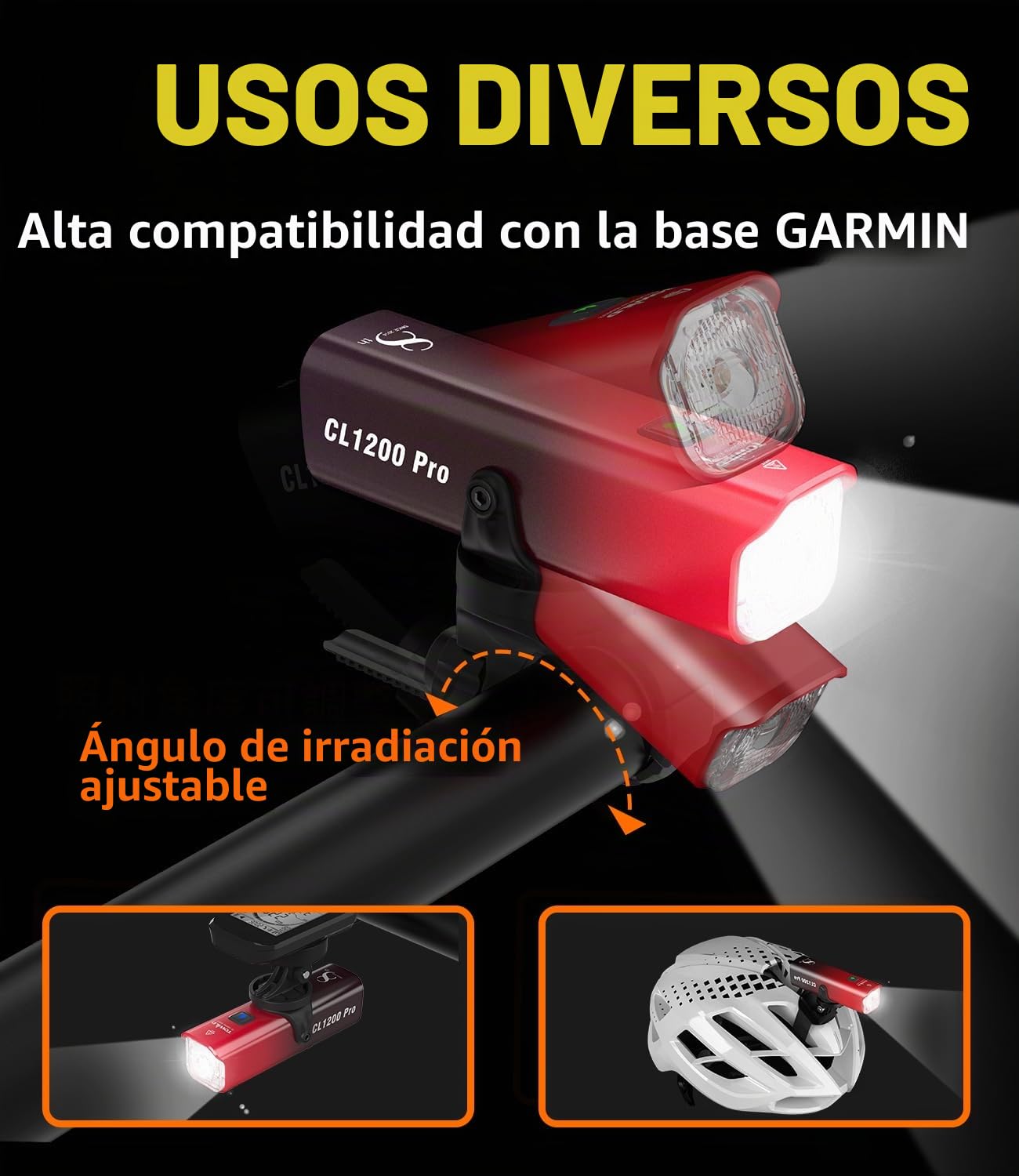 Luz Delantera Bicicleta Inteligente 1200 Lúmenes, Faros Super Brillantes con Control Remoto y Soporte para Ordenador Bicicleta 5000mAh IPX6 Recargables