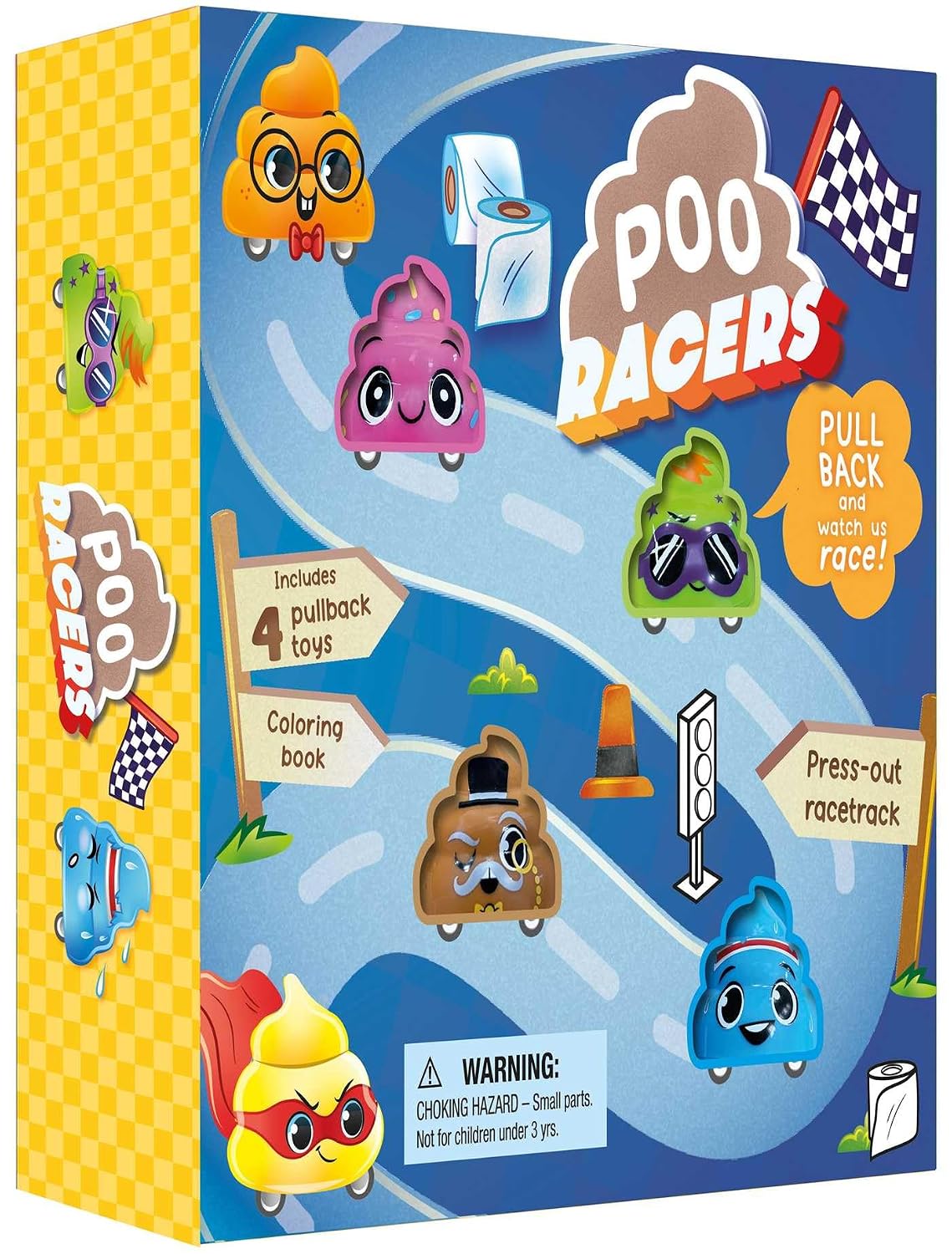 Poo Racers: with 4 Pullback Toys & a Coloring Book