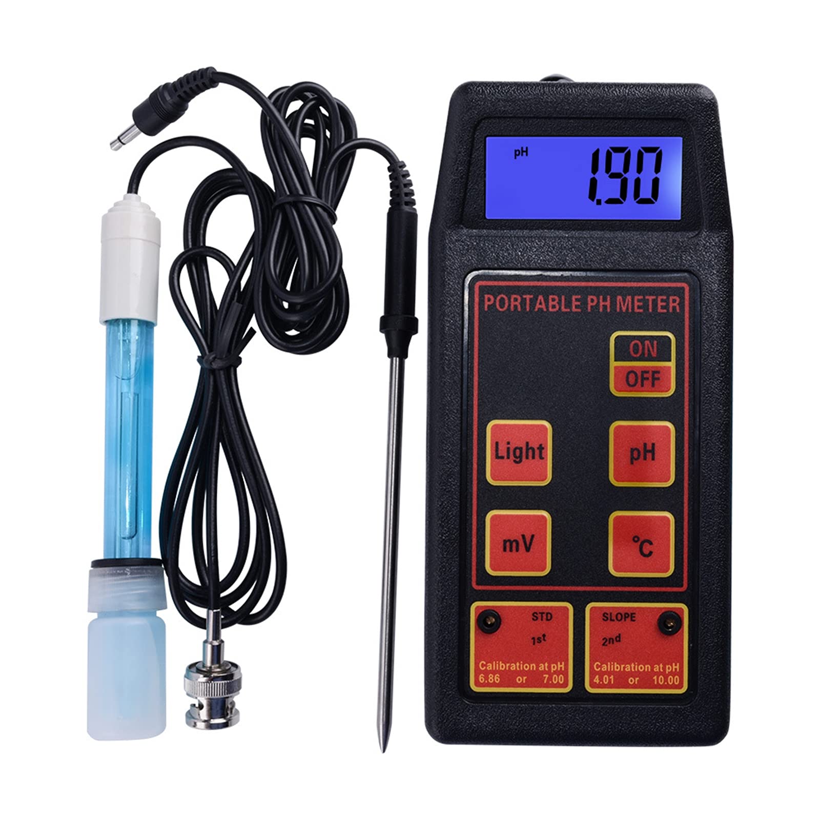 Monitor Digital de Temperatura de PH ORP ORP 3 en 1 Probador de Calidad de Agua Potable de Acuario Medidor de ORP de PH de sonda BNC reemplazable, Utilizado en Laboratorios,acuicultura