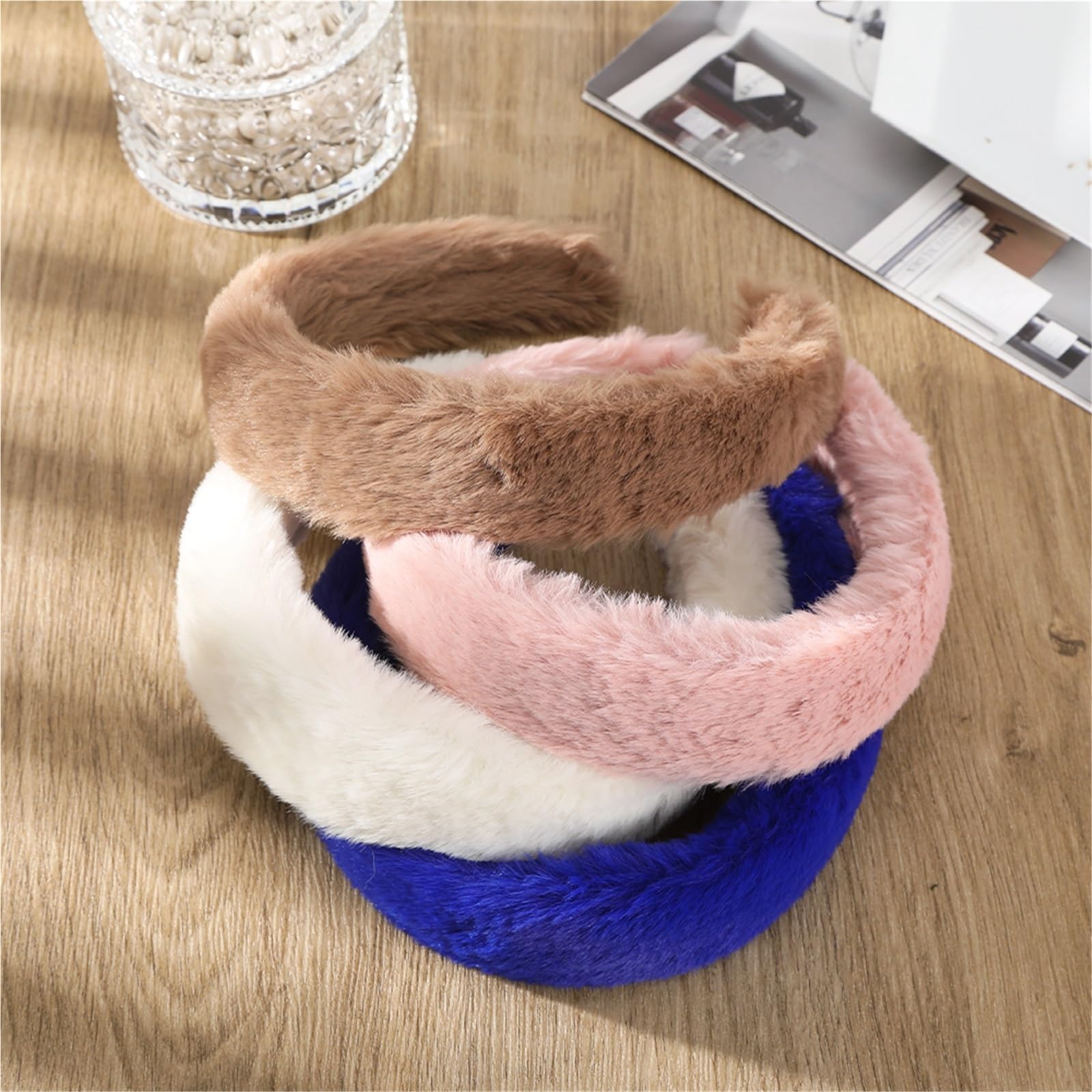 2 stücke Haarbänder Haar Hoop Frauen Elegante Zubehör Stirnbänder Weiche Breiten Kopfbedeckung Mädchen Party Headware Für Damen(Blue)