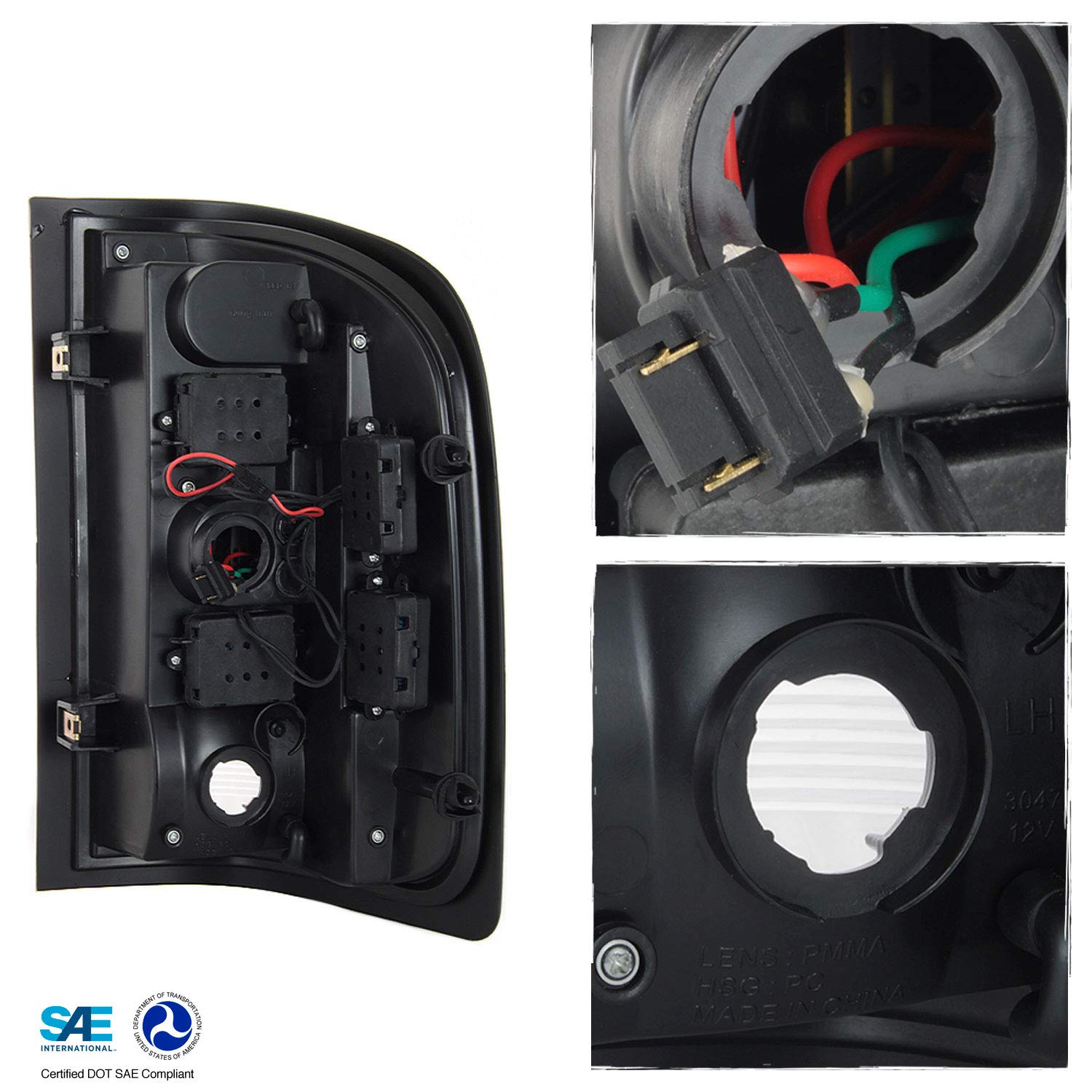 AKKON - For Smoke 07-13 Silverado Pickup Full LED Tail Lights Brake Lamp Replacement Driver And Passenger Side