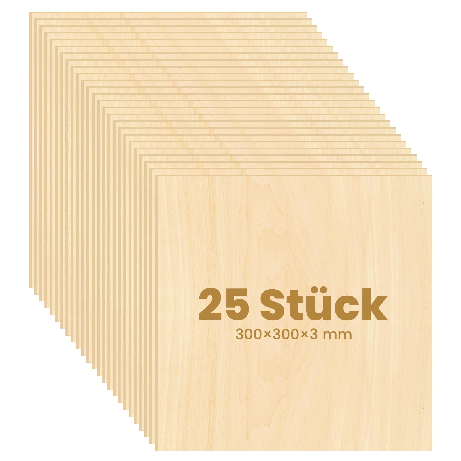 25 Stück 3mm Sperrholz Linde Blatt 300x300x3mm Handwerk Sperrholz für Laserschneiden Lasergravur Holz Brennen Bau Modell, 3mm Bass Holz Blatt