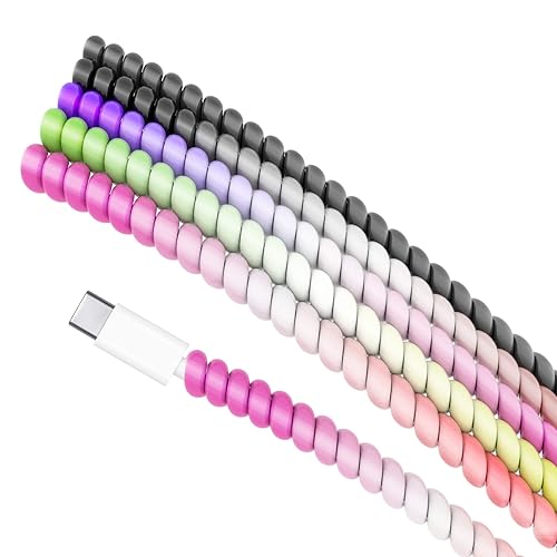 Rancco Cable Protector/Wire Repair/Pet Chew Cable Saver/Headphone Saver, 5 Pc Spiral Cable Strain Relief Cable Wrap Tube Charger Cord Sleeve for Phone Charge Cable, USB Date Cable[4.6ft/pc] - Multicolor