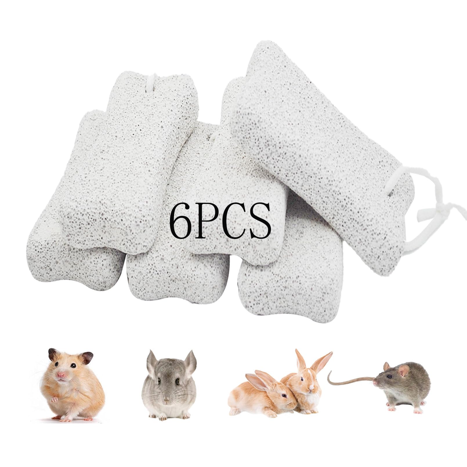 Blocs de lave pour lapins PINVNBY et rongeurs en lot de 6