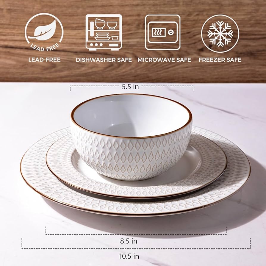 食器 Ren / Eng available Amazon.com | GBHOME Ceramic Dinnerware Sets,12 pcs Embossed