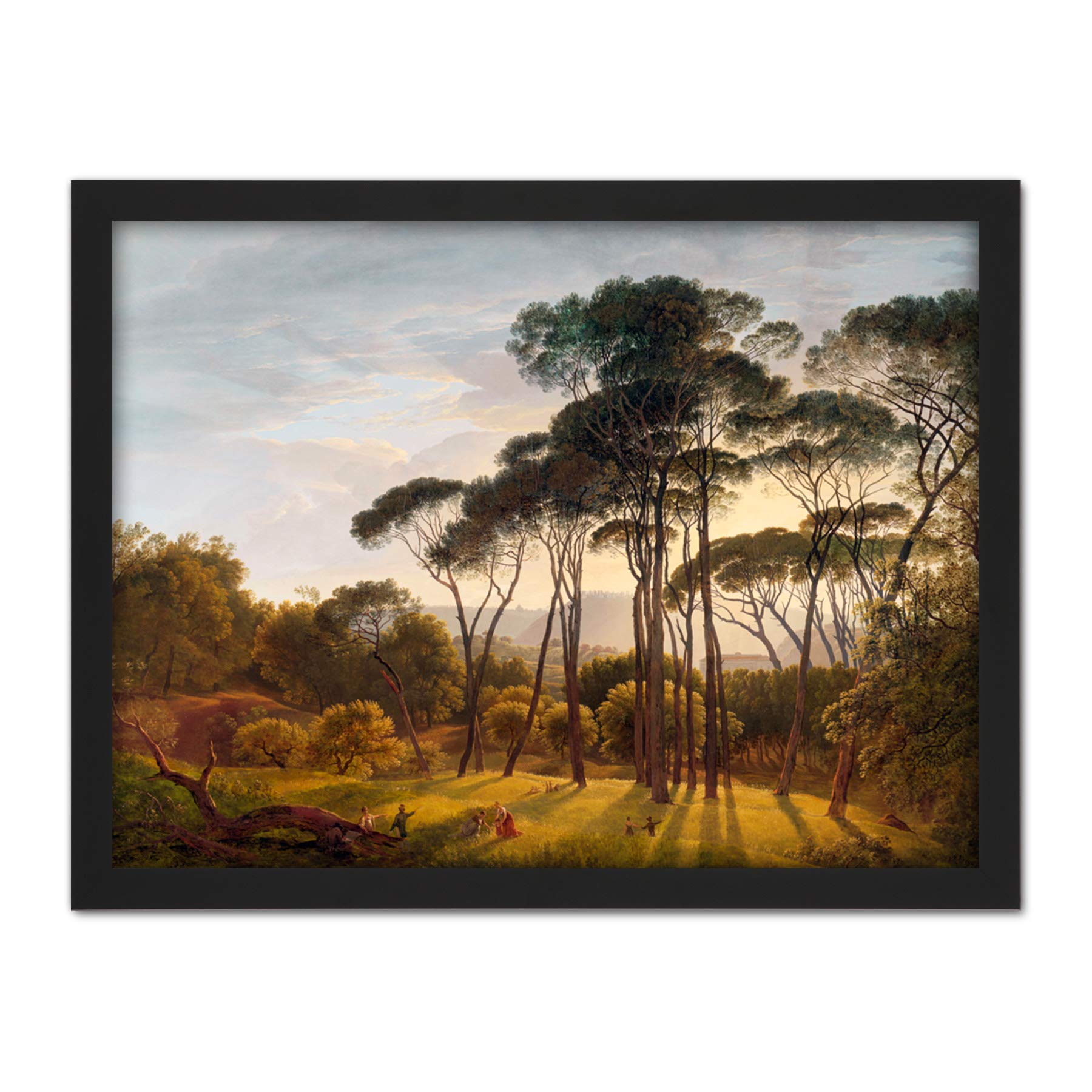Artery8 Voogd Italian Landscape Umbrella Pines Painting Artwork Framed Wall Art Print 18X24 Inch