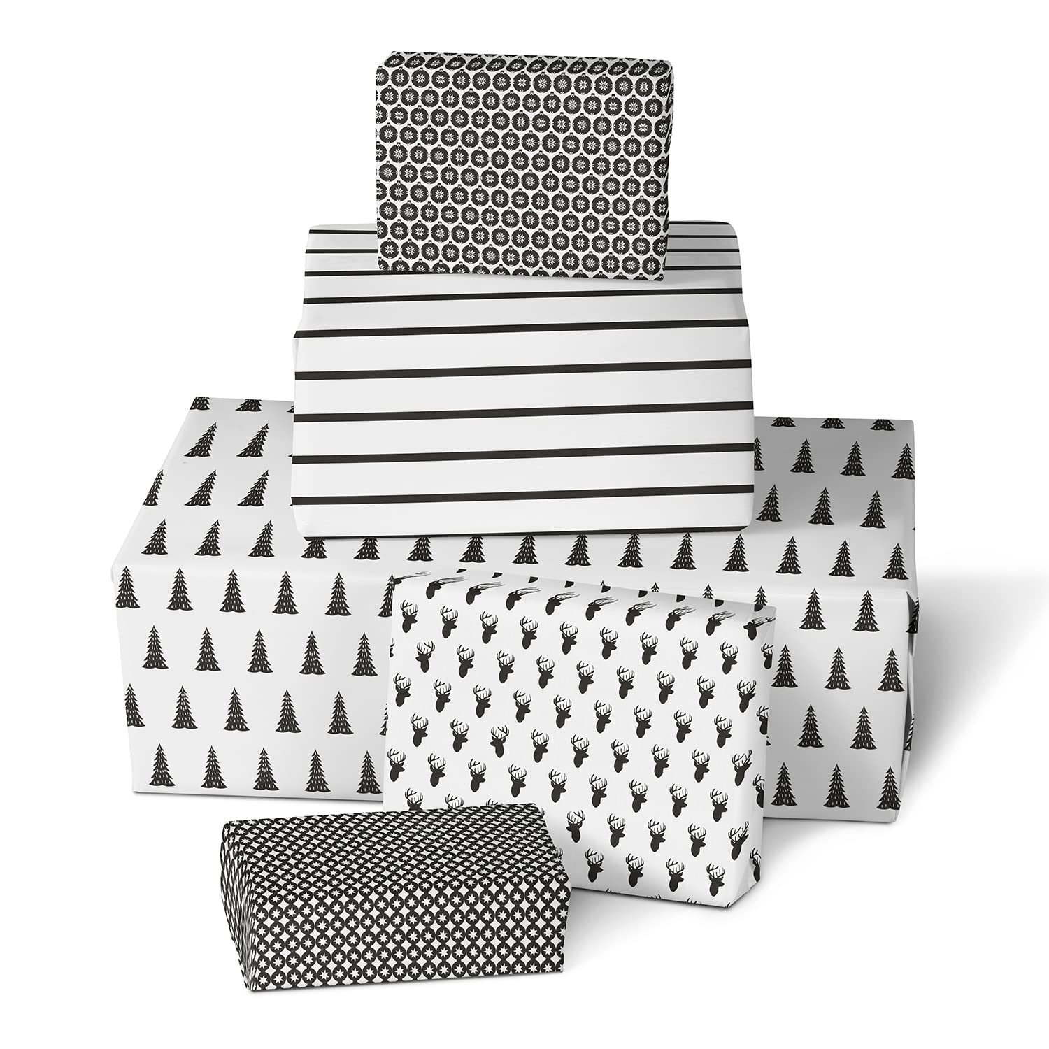 Clairefontaine 211424AMZC - Packung mit 12 Rollen Geschenkpapier Excellia, 2 m x 70 cm, 80g, 1 Pack, Chamonix, Motive sortiert