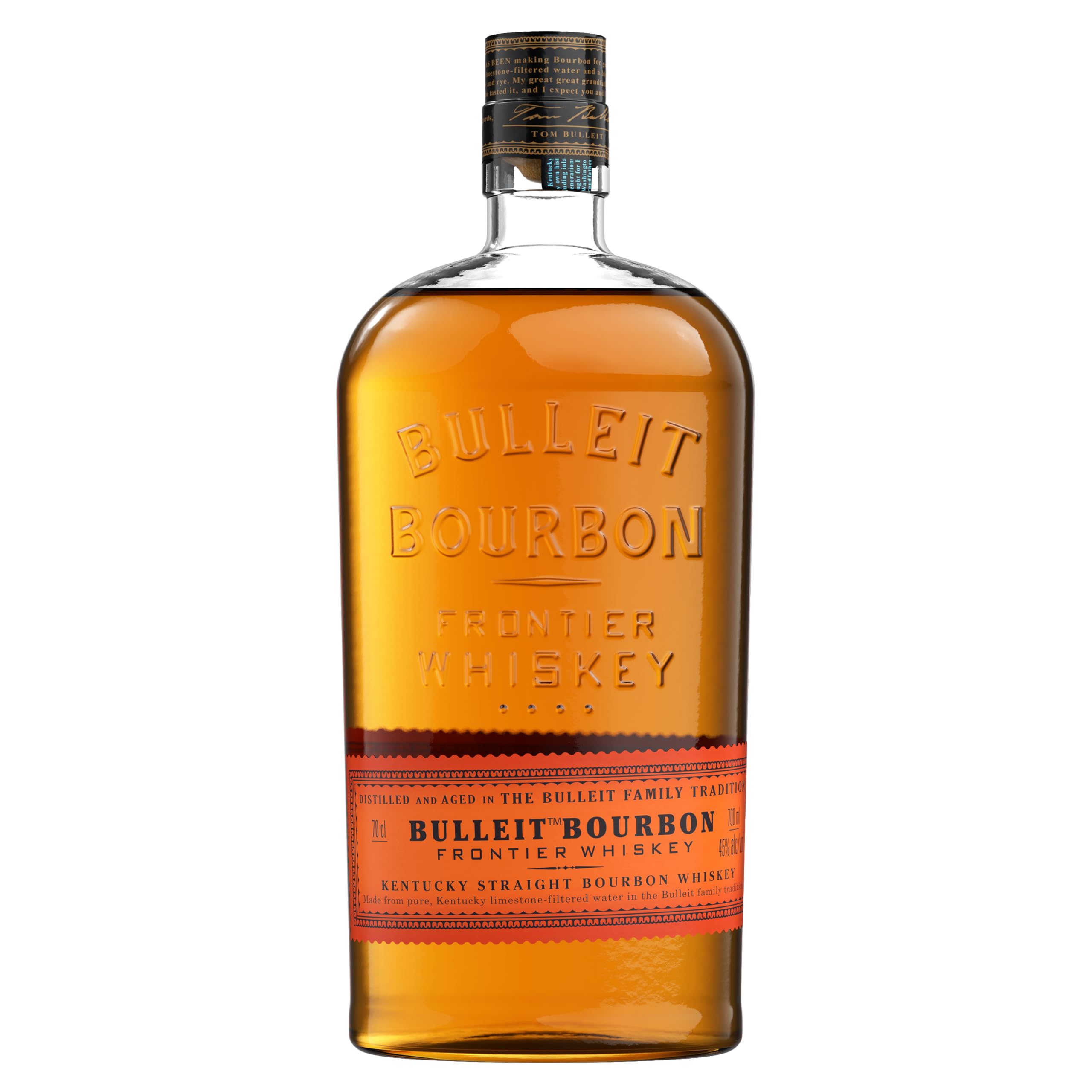 BulleitBourbon Frontier Whiskey | 45% vol | 70cl | American Bourbon Whiskey | Iconic Frontier Inspired Bottle | for Cocktails and American Drinks | Subtle & Complex