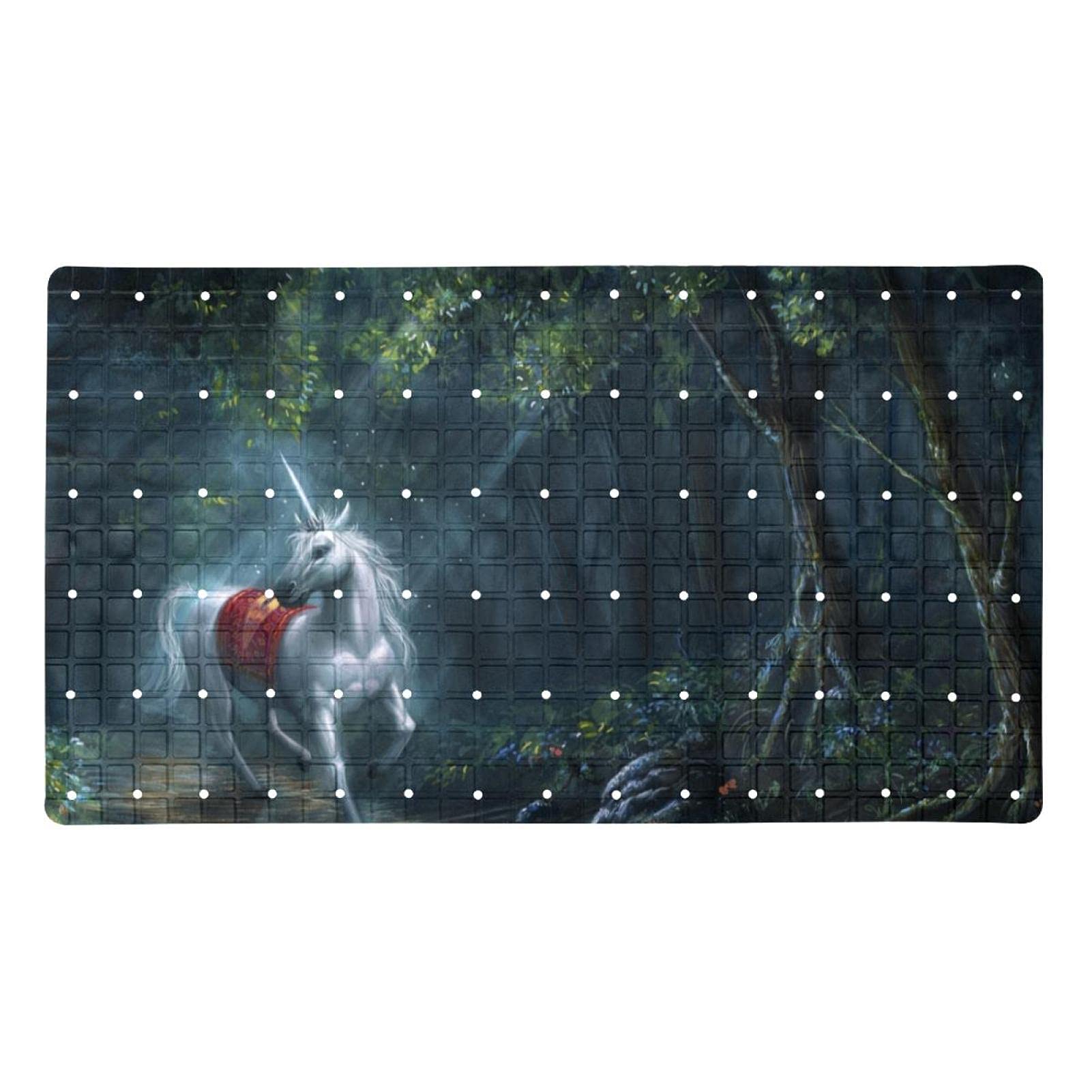 Tapis de bain enfant licorne antidérapant avec ventouses et trous de drainage
