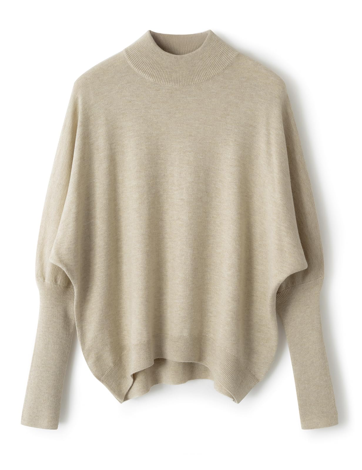 Womens Merino Wool Blend Oversized Sweater 2025 Fall Winter Fashion Mock Neck Batwing Sleeve Knit Pullover Sweater