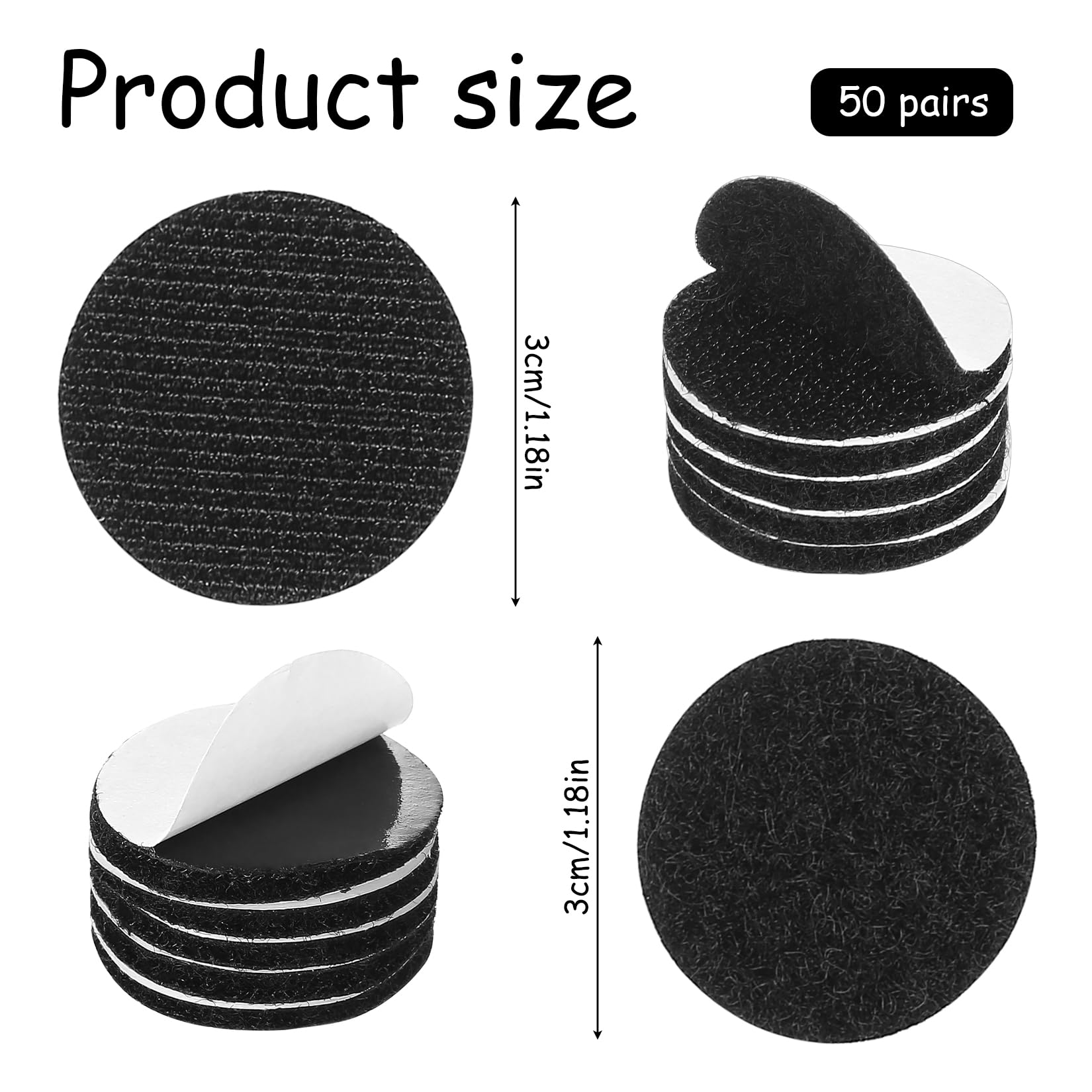 50 Pcs Puntos de Gancho y Bucle, Adhesivo Redondo, 30mm Adhesivo Doble Cara Redondo, Cintas Autoadhesivo Puntos Adhesivos Doble Cara para Suelo, Oficina, Escuela, Manualidades, Fotos