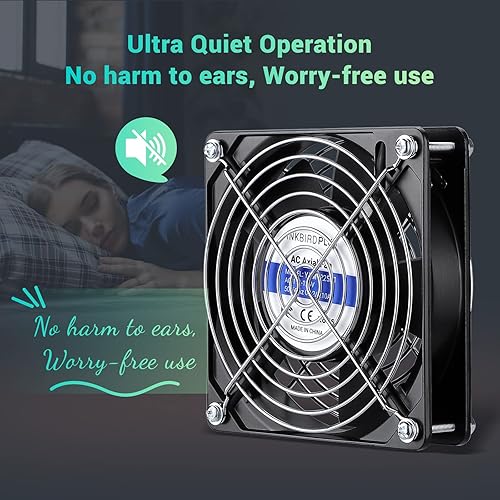 Miniatura 3 de INKBIRDPLUS AC Axial 1225 - Ventilador silencioso para muffins, 120 V CA 4.724 in x 0.984 in de baja velocidad, certificado UL para proyectos de