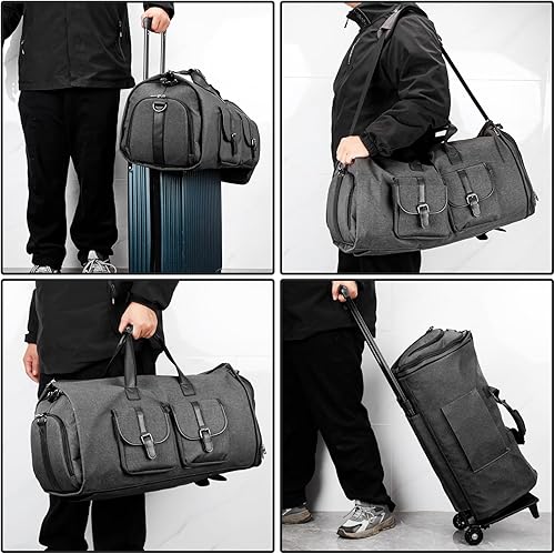 Miniatura 6 de LemoHome Bolsas de ropa con ruedas para viajes, bolsa de lona convertible, bolsas enrollables para viajes, bolsa de ropa con ruedas, equipaje