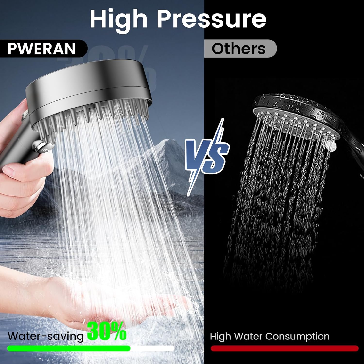 Filtered Shower Head with Handheld, High Pressure 4 Spray Mode Showerhead with Filters, Water Softener Filter Beads for Hard Water with ON/OFF Switch for Pets - Remove Chlorine (Gray)