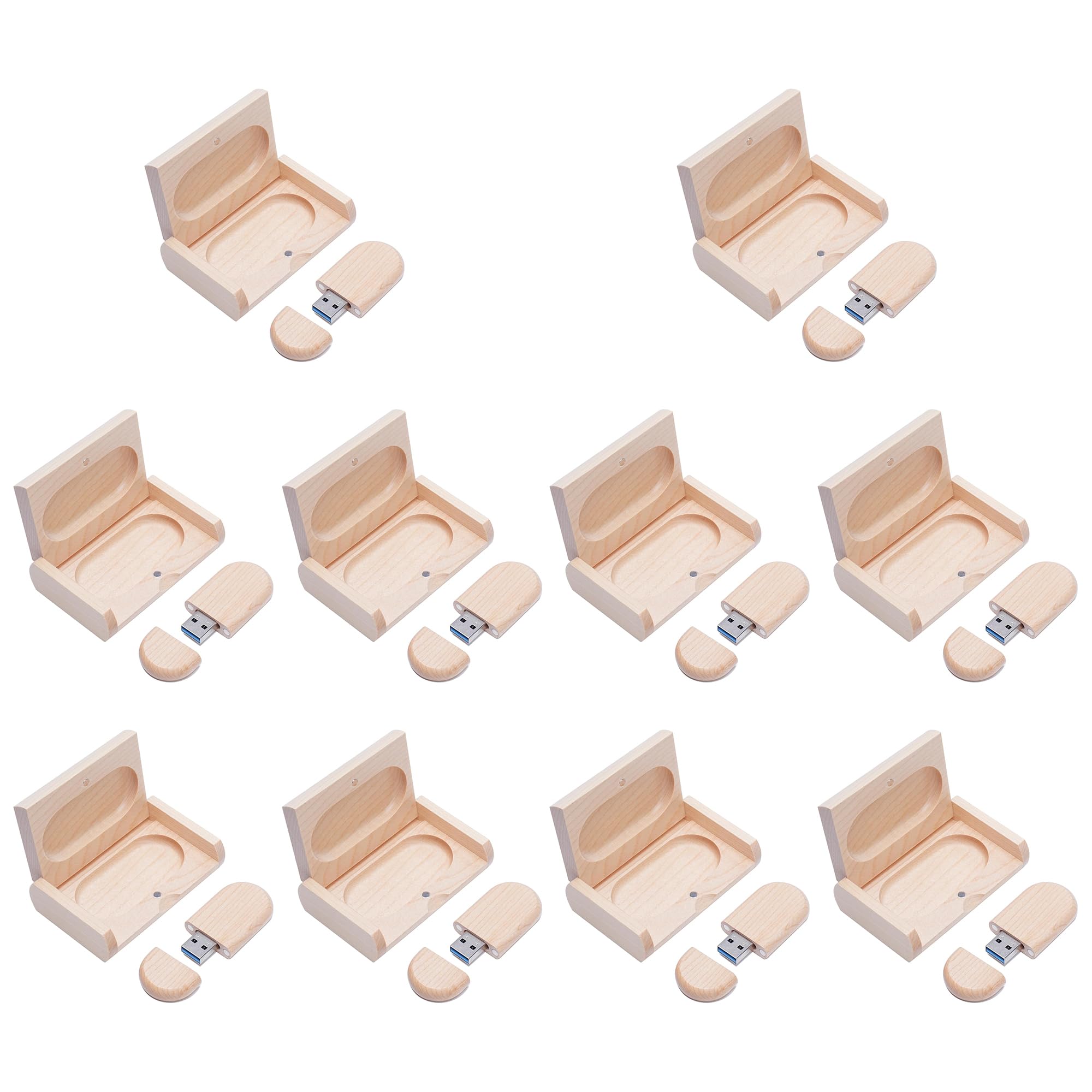 10PCS Maple Wood 2.0/3.0 USB Flash Drive with Wooden Box (3.0/32GB)
