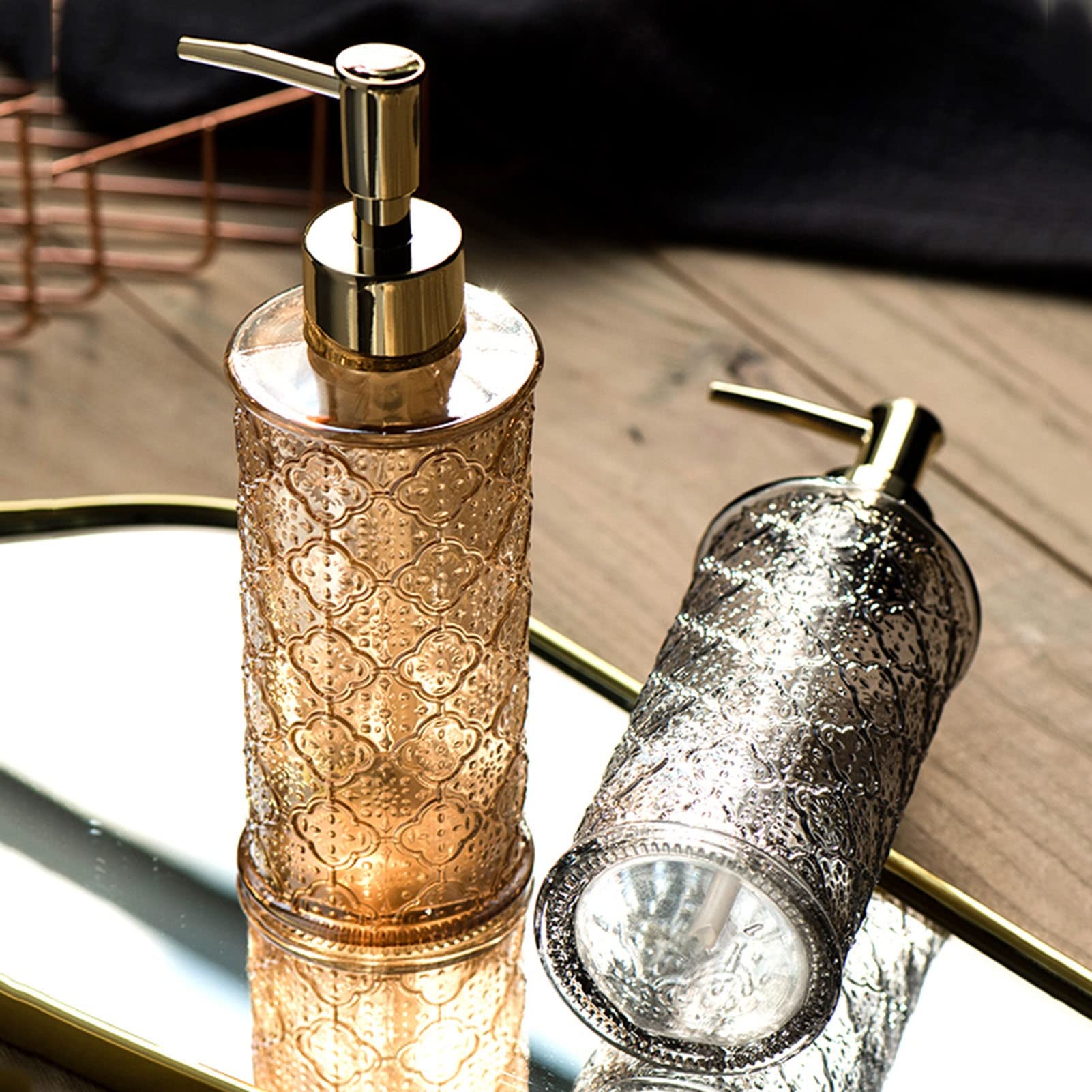 Dispenser for lozioni con Pompa antiruggine, Dispenser for Sapone, Scarico rapido del Liquido, Design a Trama Unica, Bello ed Elegante, for Bagno, Cucina, detersivo for Piatti