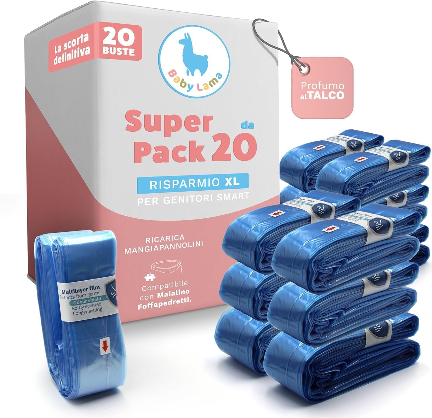 Buste Universali Compatibili con Ricarica Mangiapannolini Tommee Tippee e Maialino Foppapedretti – Sacchetti Mangiapannolini Antiodore – Ricariche Igieniche e Convenienti (20)