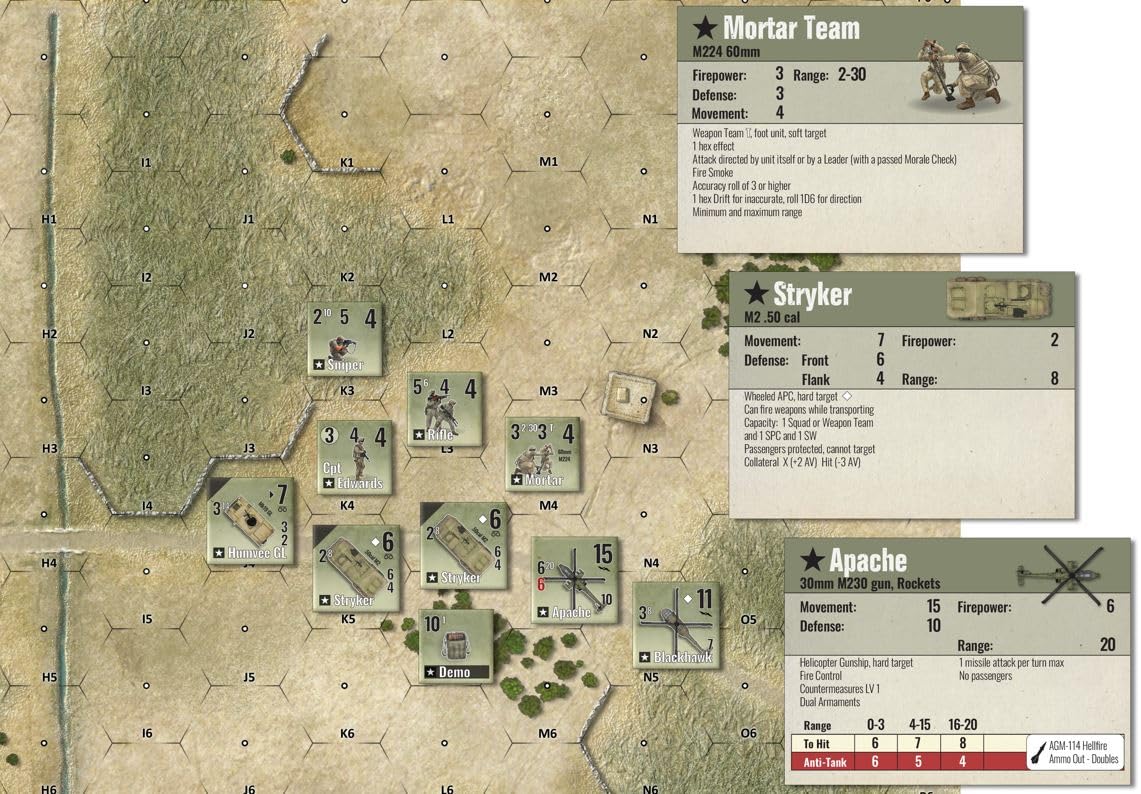 Modern Tactics #1 - Afghanistan | Gioco di guerra tattico a livello di plotone con 20 scenari, combattimento Hex e contatore, Solo/2 giocatori, Simulazione di guerra moderna