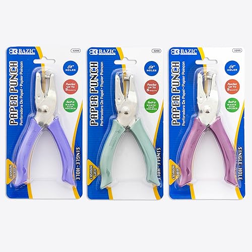 Bazic Prem Single agujero perforadora de papel wCushion Grip
