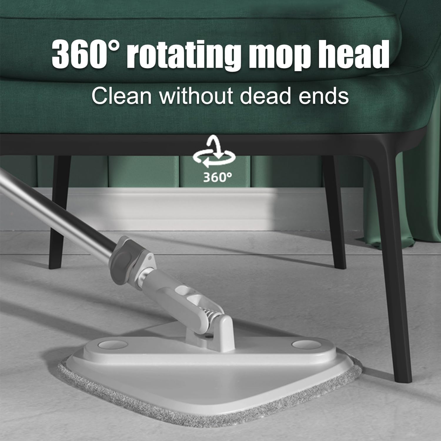 Trapeador giratorio y cubo con sistema de agua sucia y limpia M16, autoseparación, cabezal de fregona limpio giratorio de 360° y juego de cubo para suelos de mármol de baldosas de madera dura (gris)