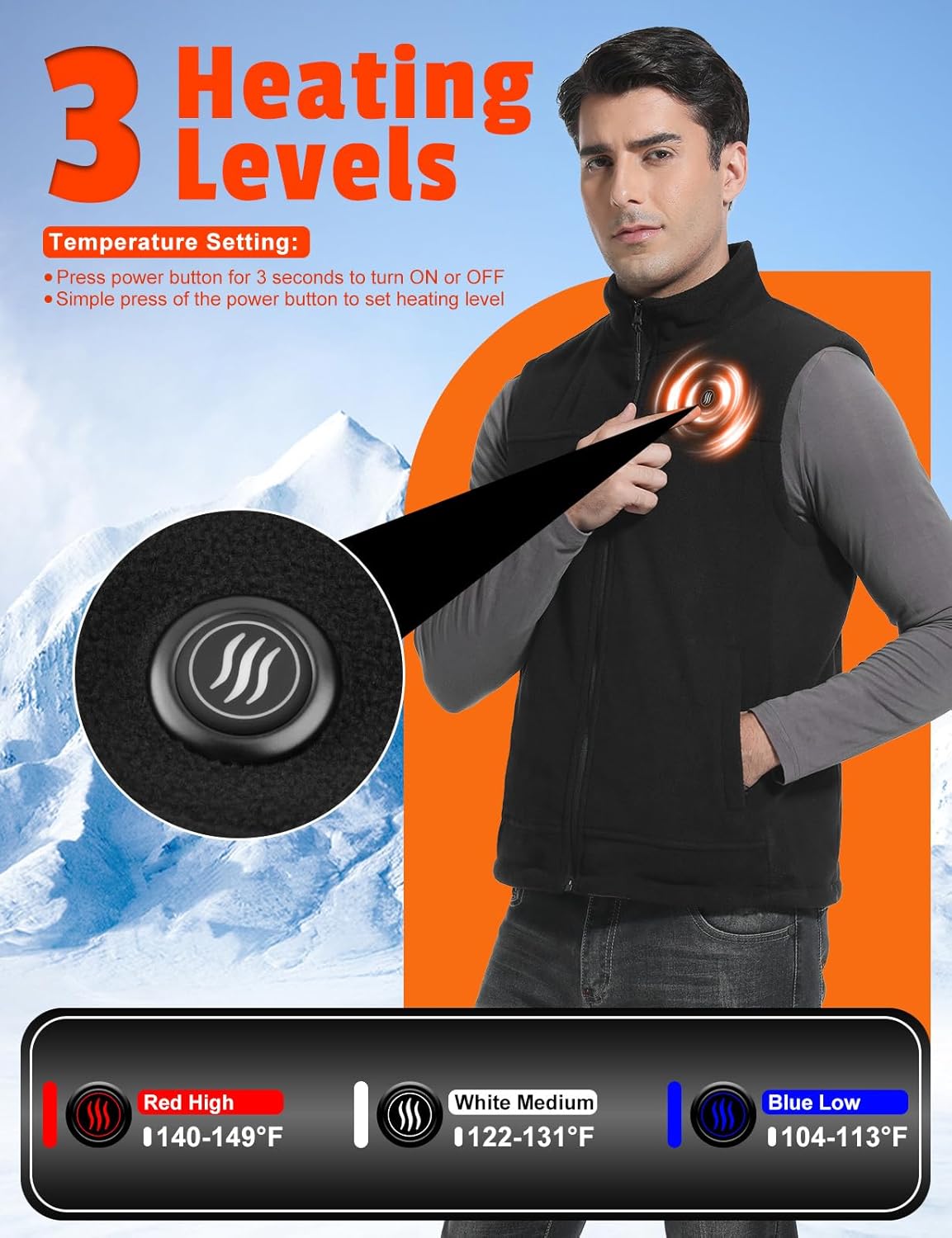 Heated Vest for Men with Battery Pack, Lightweight Fleece Electric Heating Vest for Winter Outdoor Hunting - Image 4