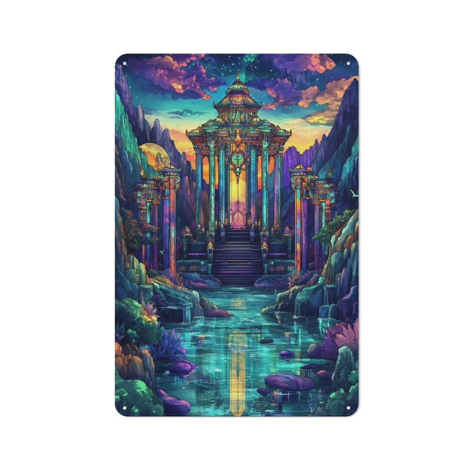 Junmoney Style-11 Everyday Mystical Asian Temple Metal Gift Sign 30X20cm, Room Wall Plaque For Home, Shop, Pub Or Studio Wall