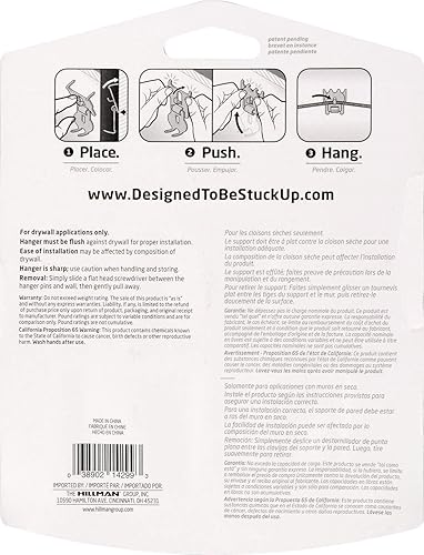 Miniatura 9 de HIGH & MIGHTY 515315 - Perchas de pared fáciles de secar sin herramientas para obras de arte, fotos y espejos, soporta hasta 40 libras, paquete de