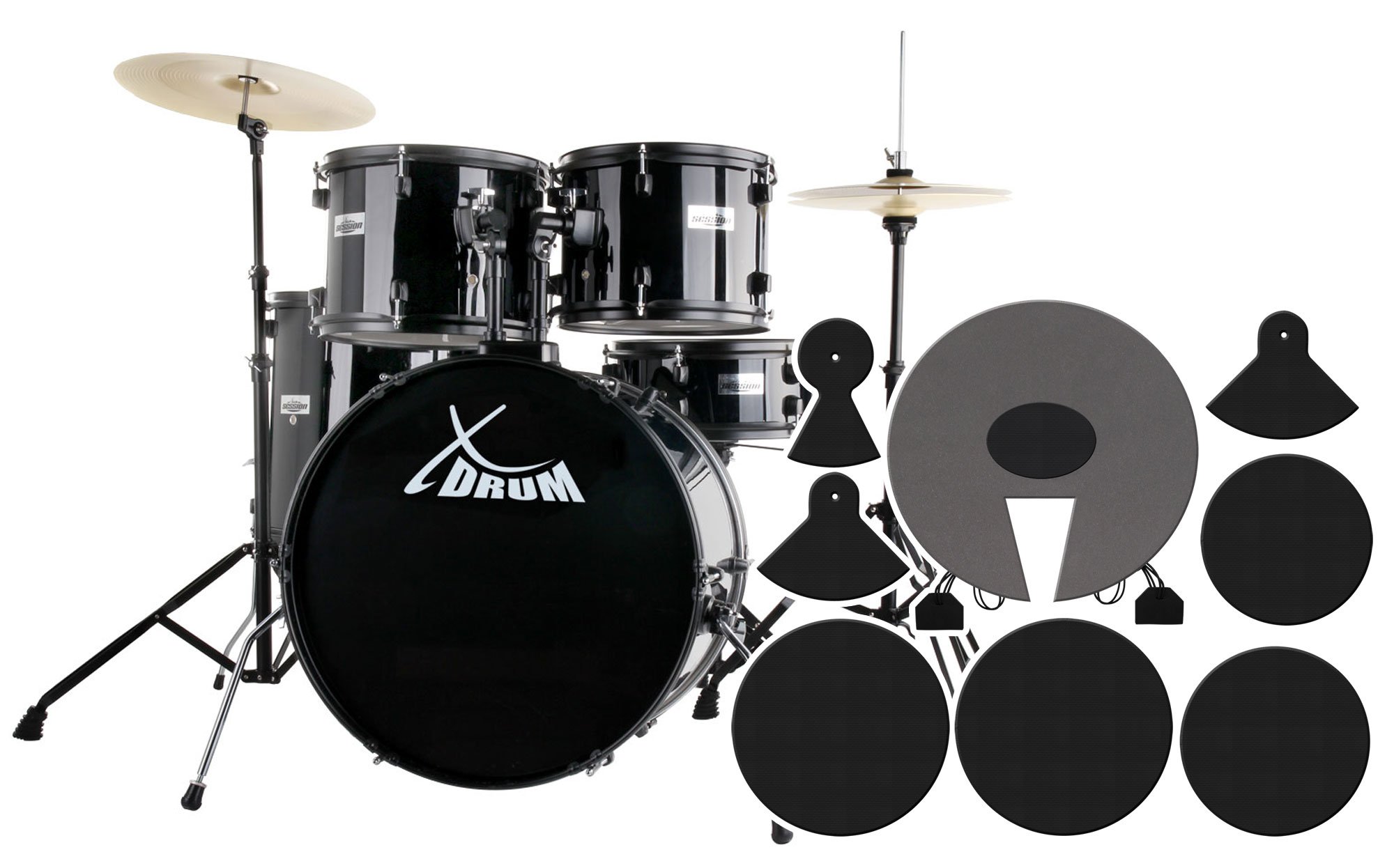 XDrum Rookie batteria acustica 22" nera con sordine