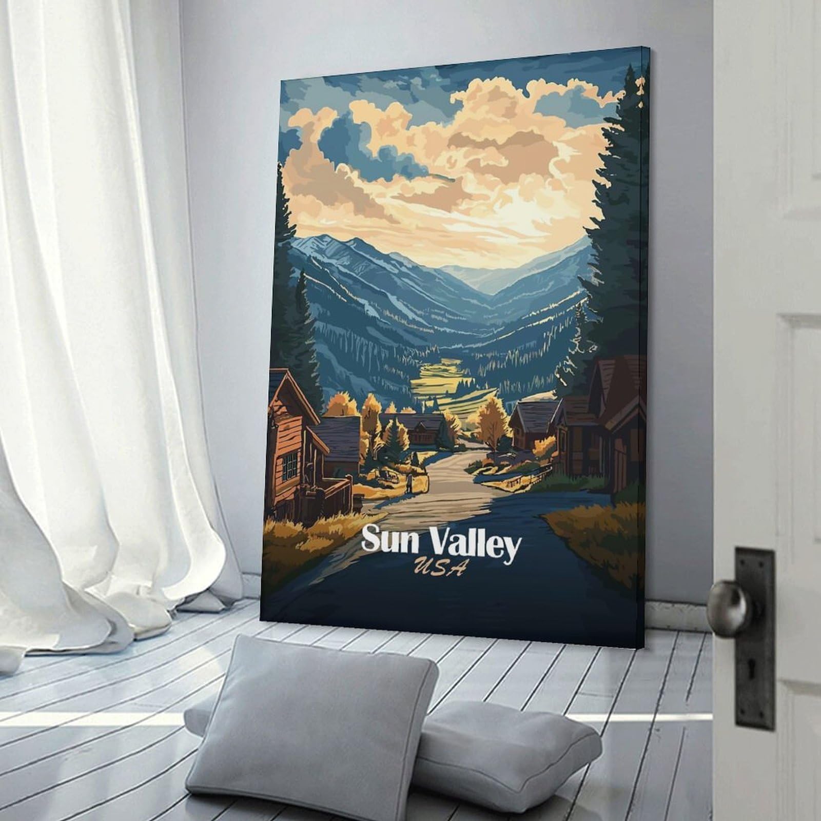 Junmoney Wall Picture Print Sun Valley, USA Landscape, 20x30inch(50x75cm), for Entryway, Lounge Links Or Small Walls, Home Artwork for First Impressions