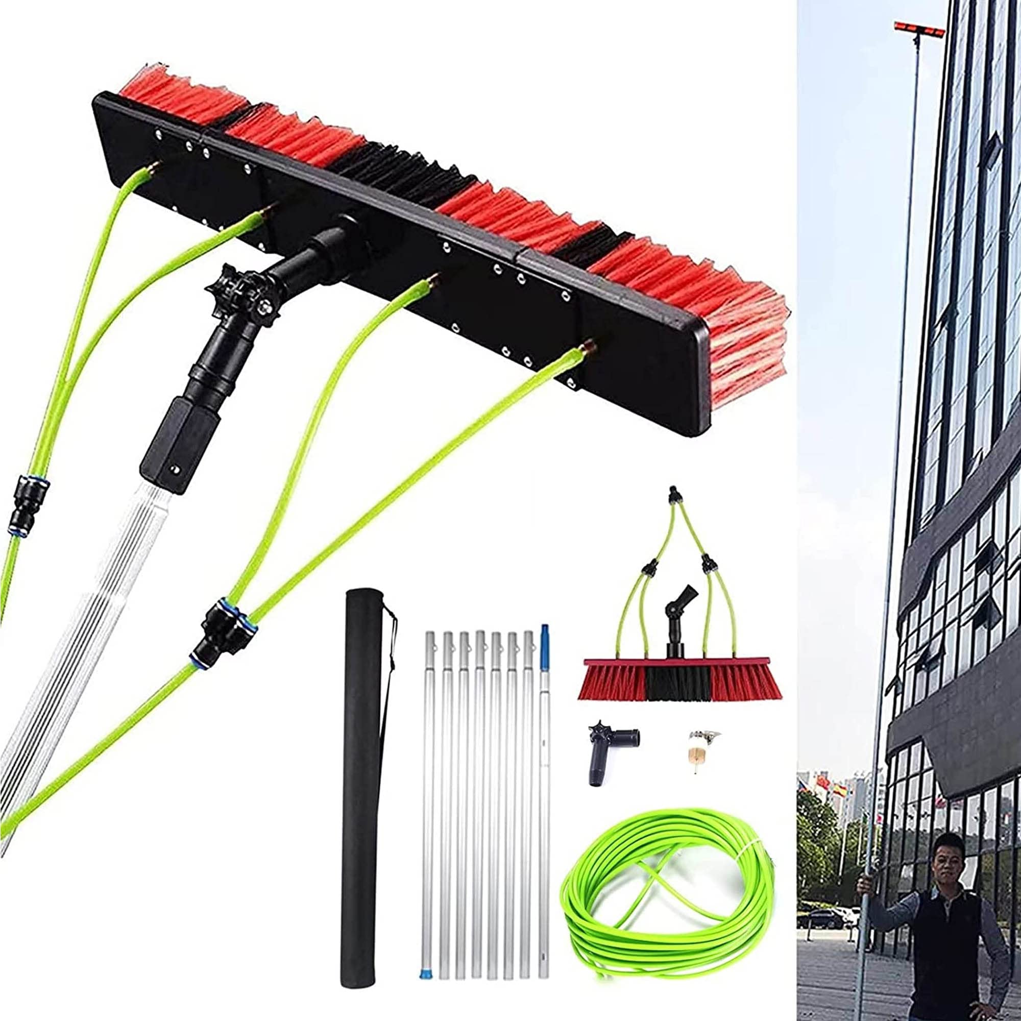 Perche de nettoyage de vitres et panneaux solaires 5m avec brosse