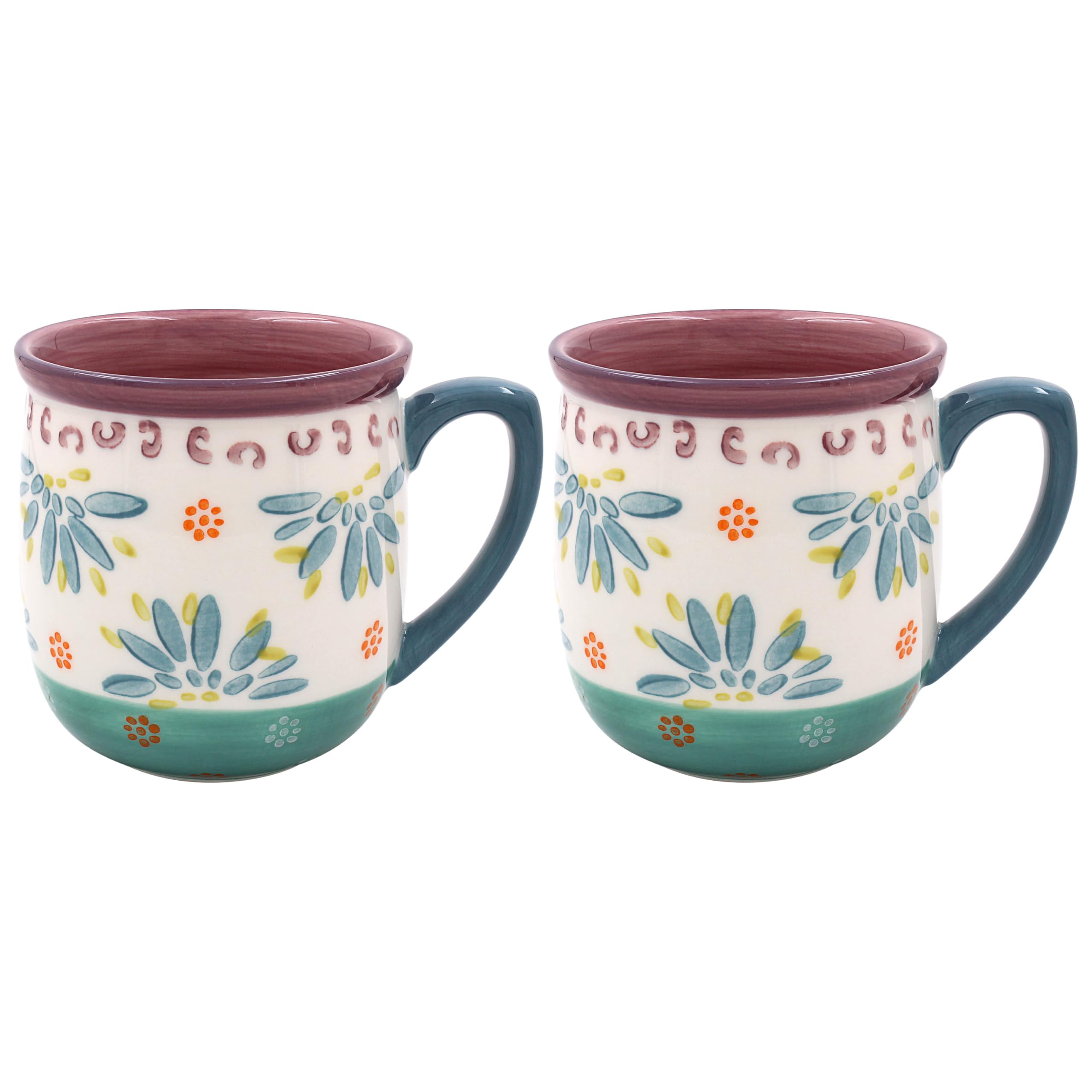 LESSER & PAVEY Flower Mugs Set of 2 Embossed Elements Tea and Coffee Mugs for Hot Drinks | Fine China Printed Mugs for Kitchen & Home | Reusable Ceramic Cups for Every Occasion | Gifts for Women & Men