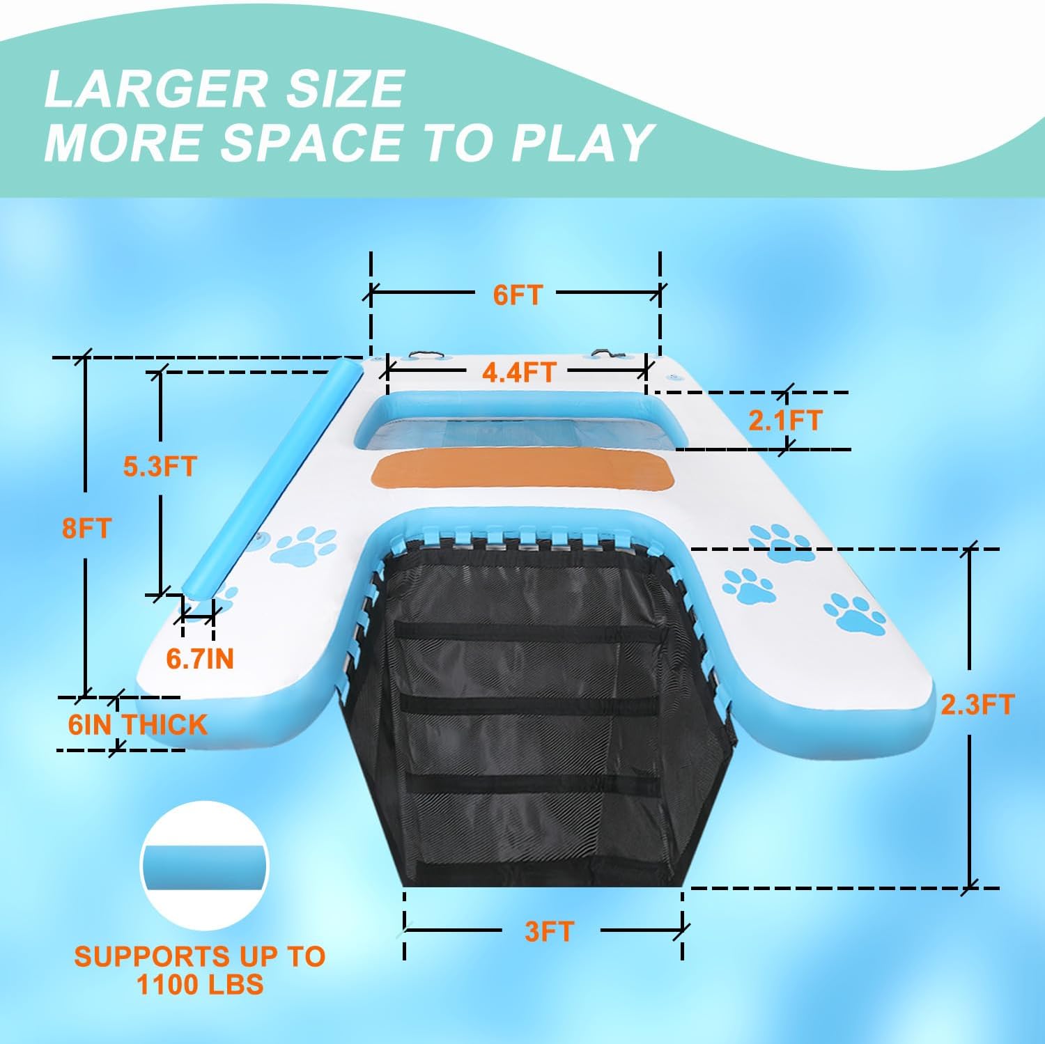 Inflatable Floating Dock, Air Dock Platform,Island Raft Mat, Swim Platform, Floating Island Raft – Thick & Extra‑Wide Non‑Slip Floating Platform with Portable Carry Bag